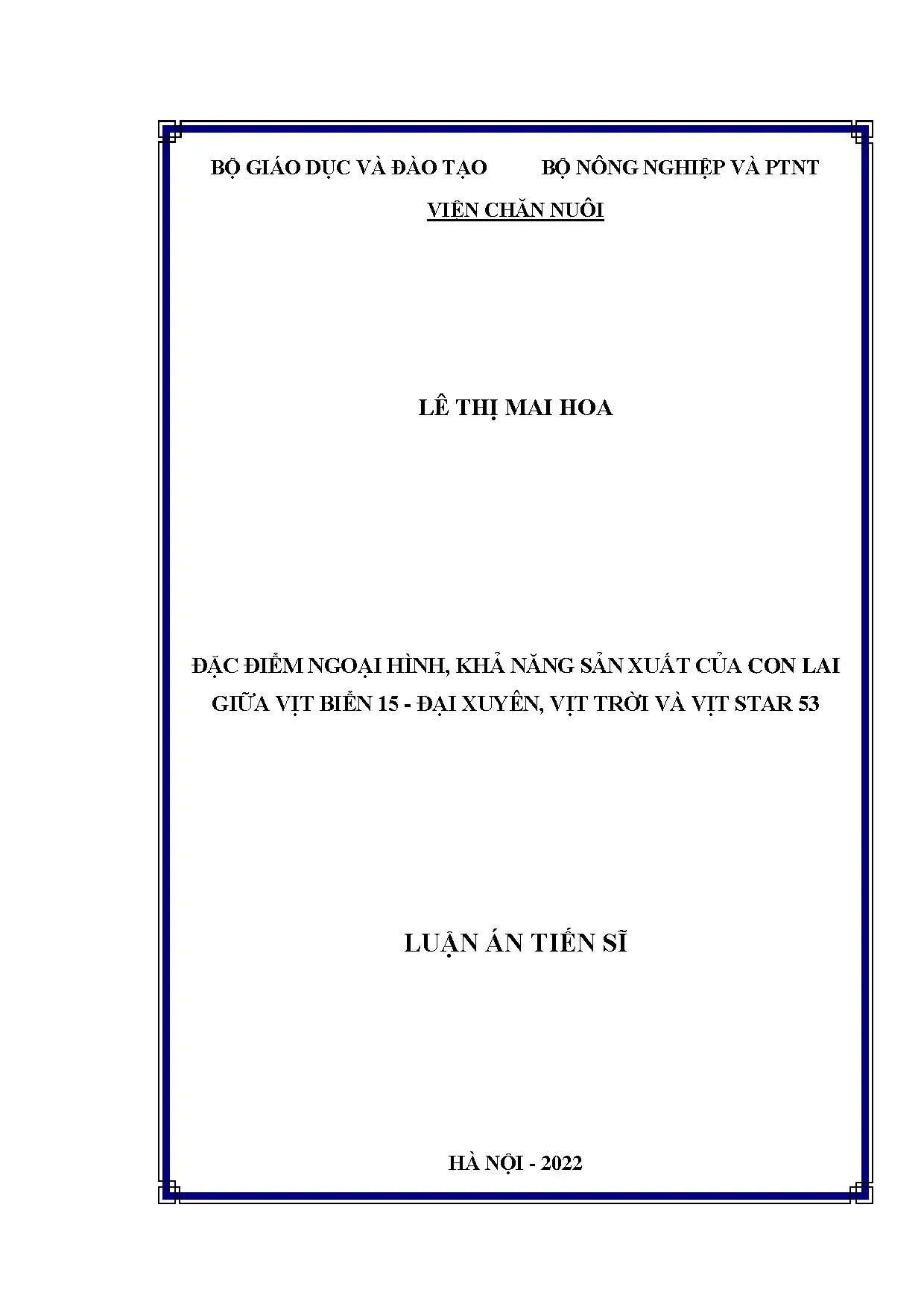 Luận án tiến sĩ đặc điểm ngoại hình khả năng sản xuất của co