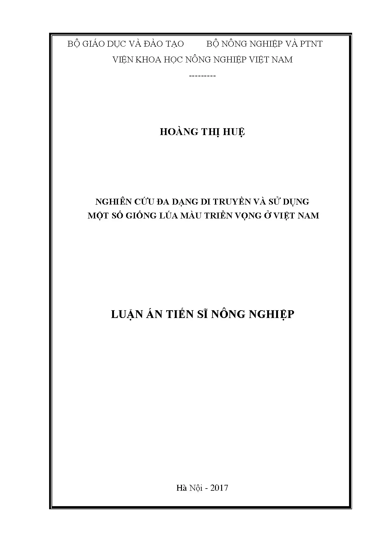Nghiên cứu đa dạng di truyền lúa màu ở Việt Nam