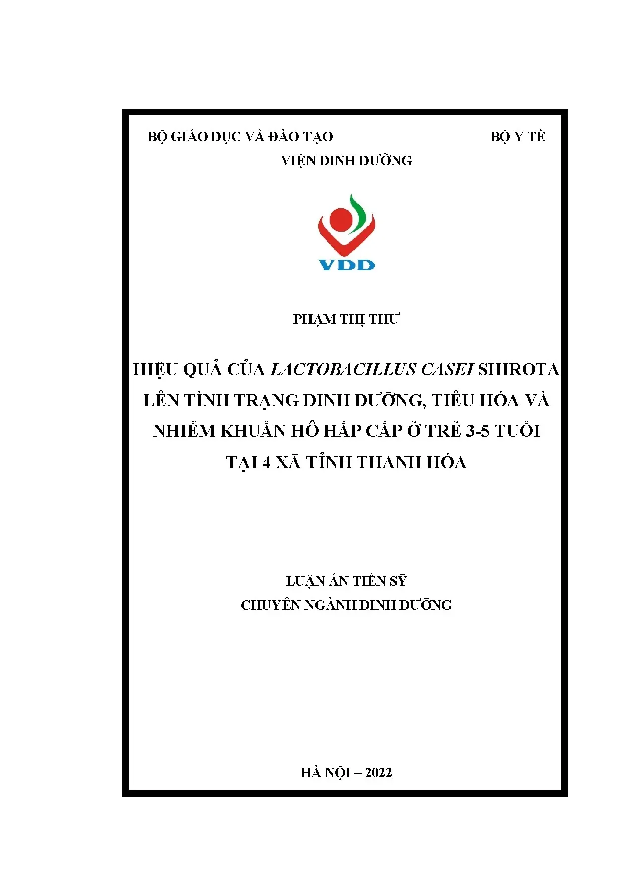 Luận án tiến sĩ hiệu quả của lactobacillus casei shirota lên