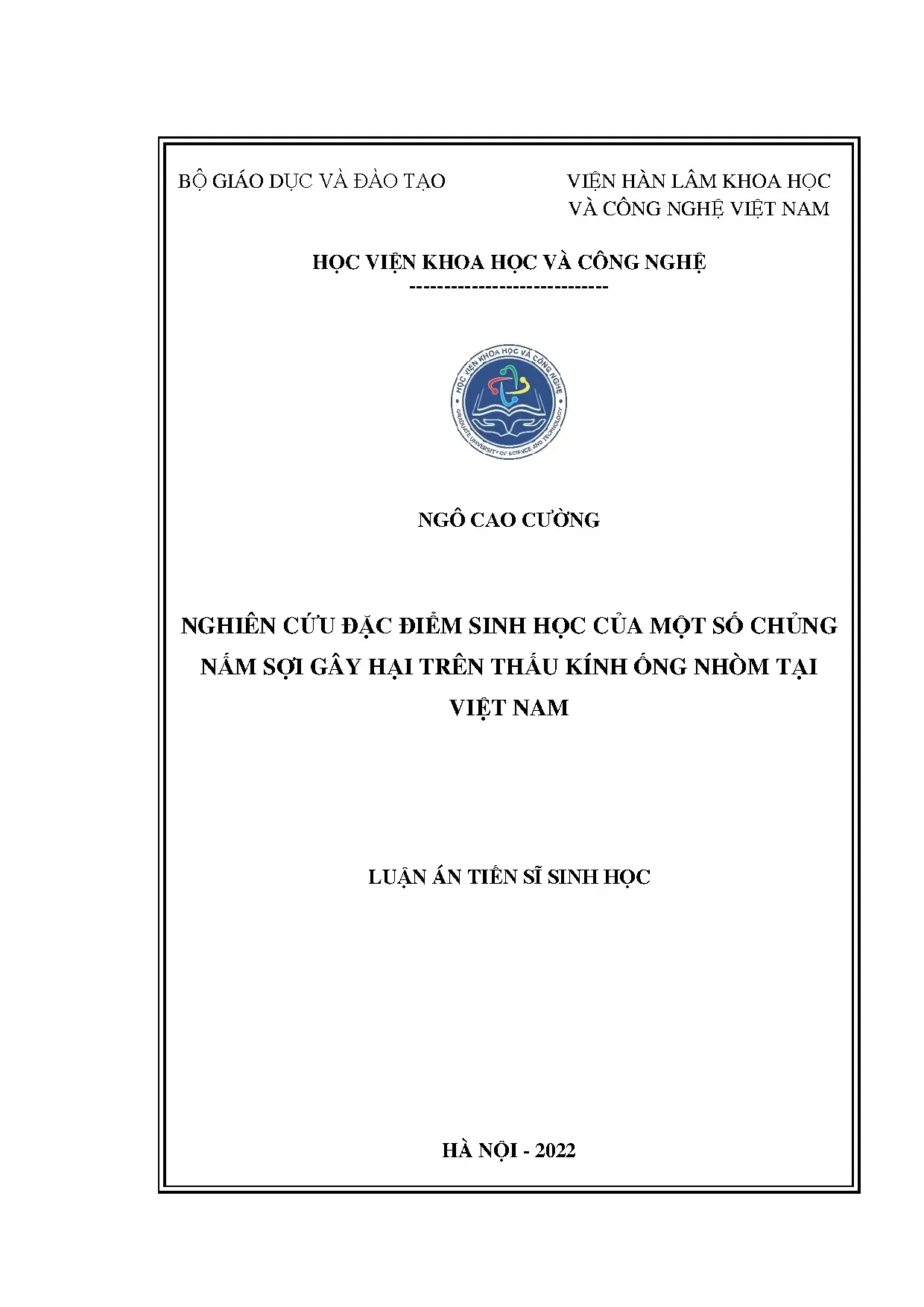 Luận án tiến sĩ nghiên cứu đặc điểm sinh học của một số chủn