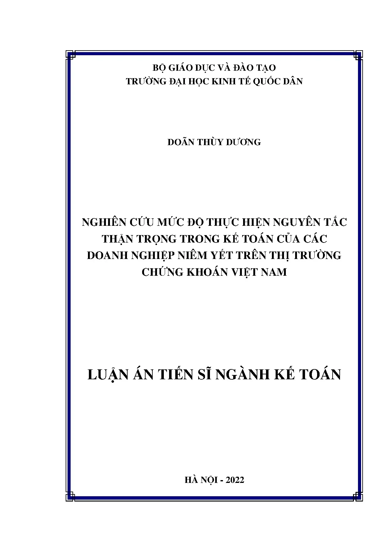 Luận án tiến sĩ nghiên cứu mức độ thực hiện nguyên tắc thận
