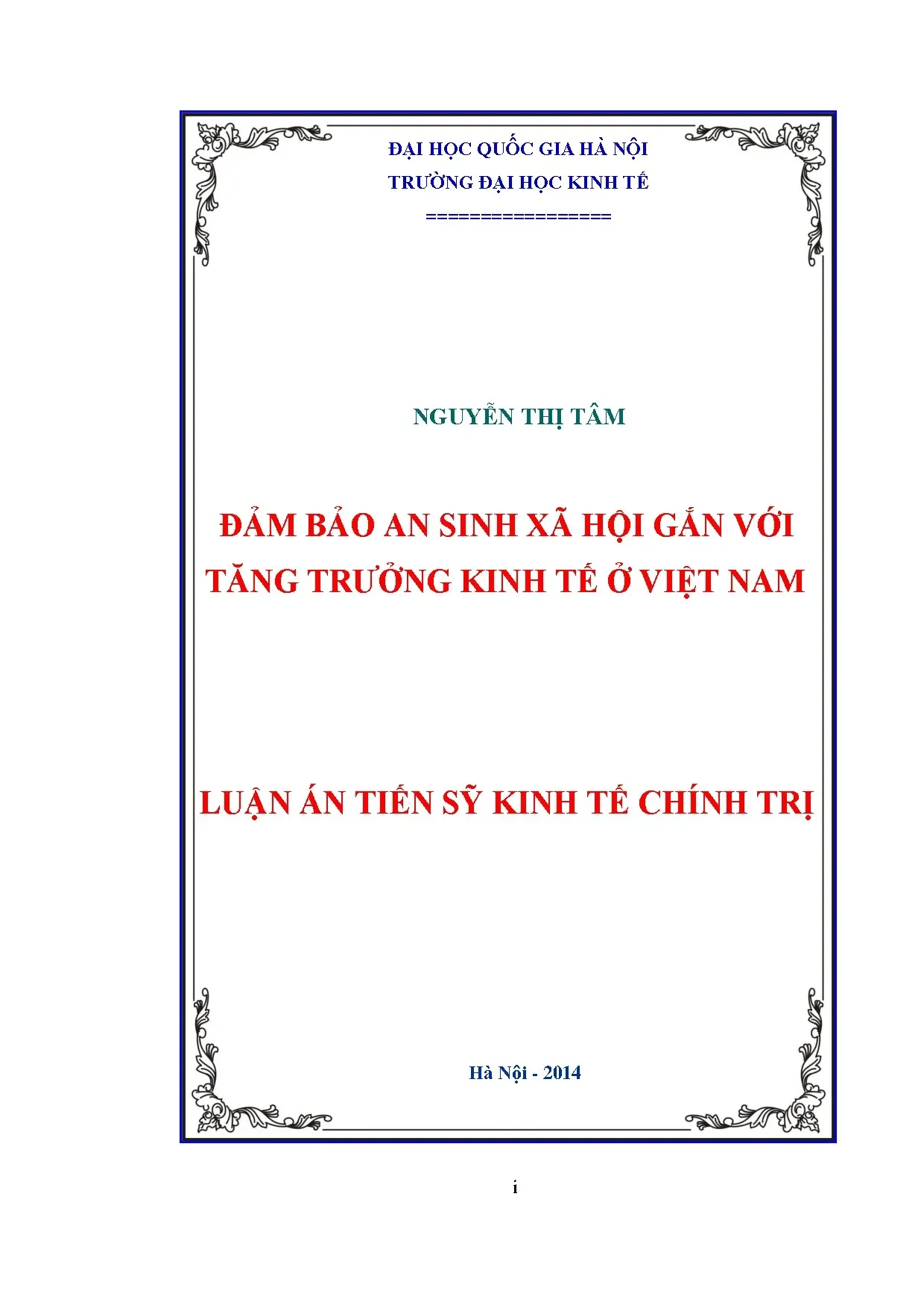 Luận án tiến sĩ đảm bảo an sinh xã hội gắn với tăng trưởng k