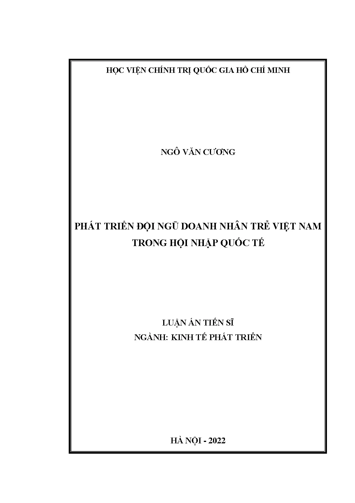 Luận án tiến sĩ phát triển dội ngũ doanh nhân trẻ việt nam t