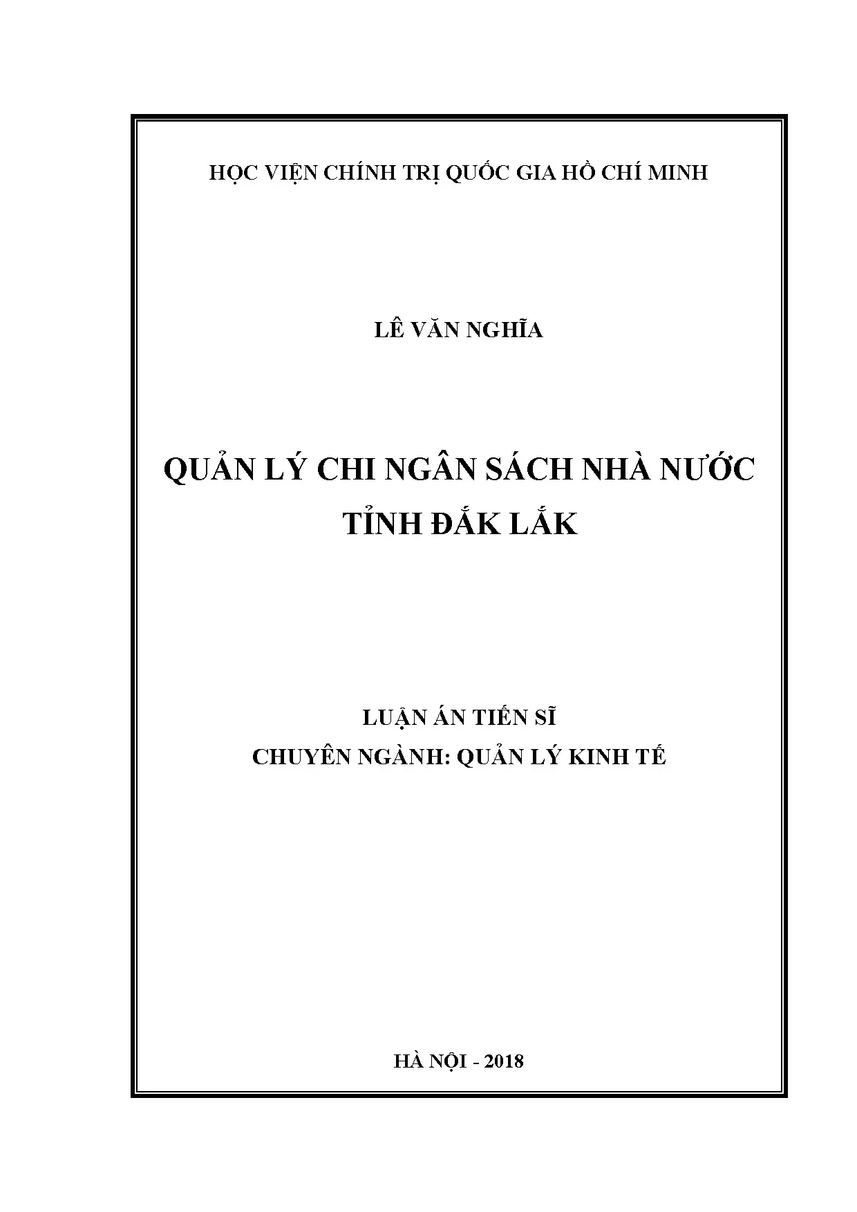 Nghiên cứu quản lý chi ngân sách tỉnh Đắk Lắk (2010-2016)