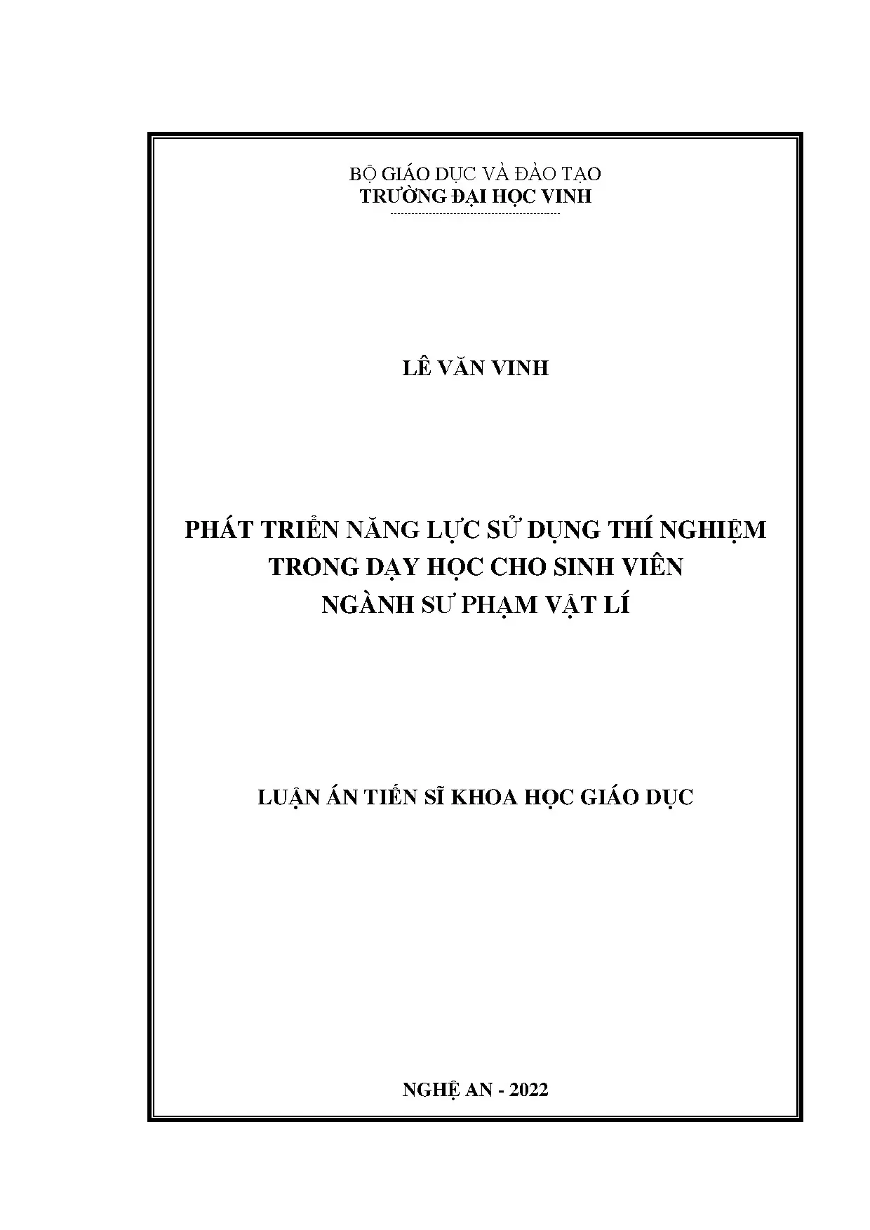 Luận án tiến sĩ phát triển năng lực sử dụng thí nghiệm trong
