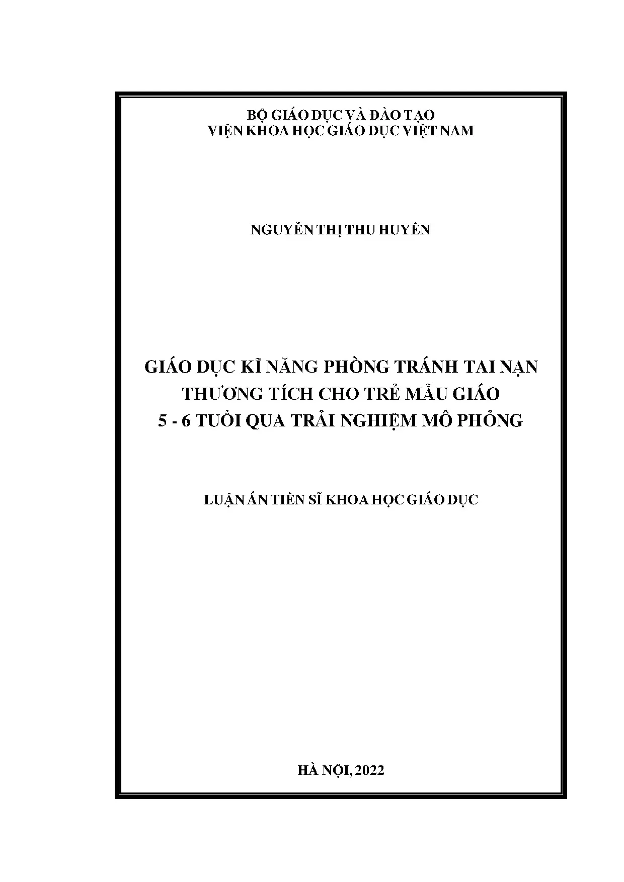 Luận án tiến sĩ giáo dục kĩ năng phòng tránh tai nạn thương