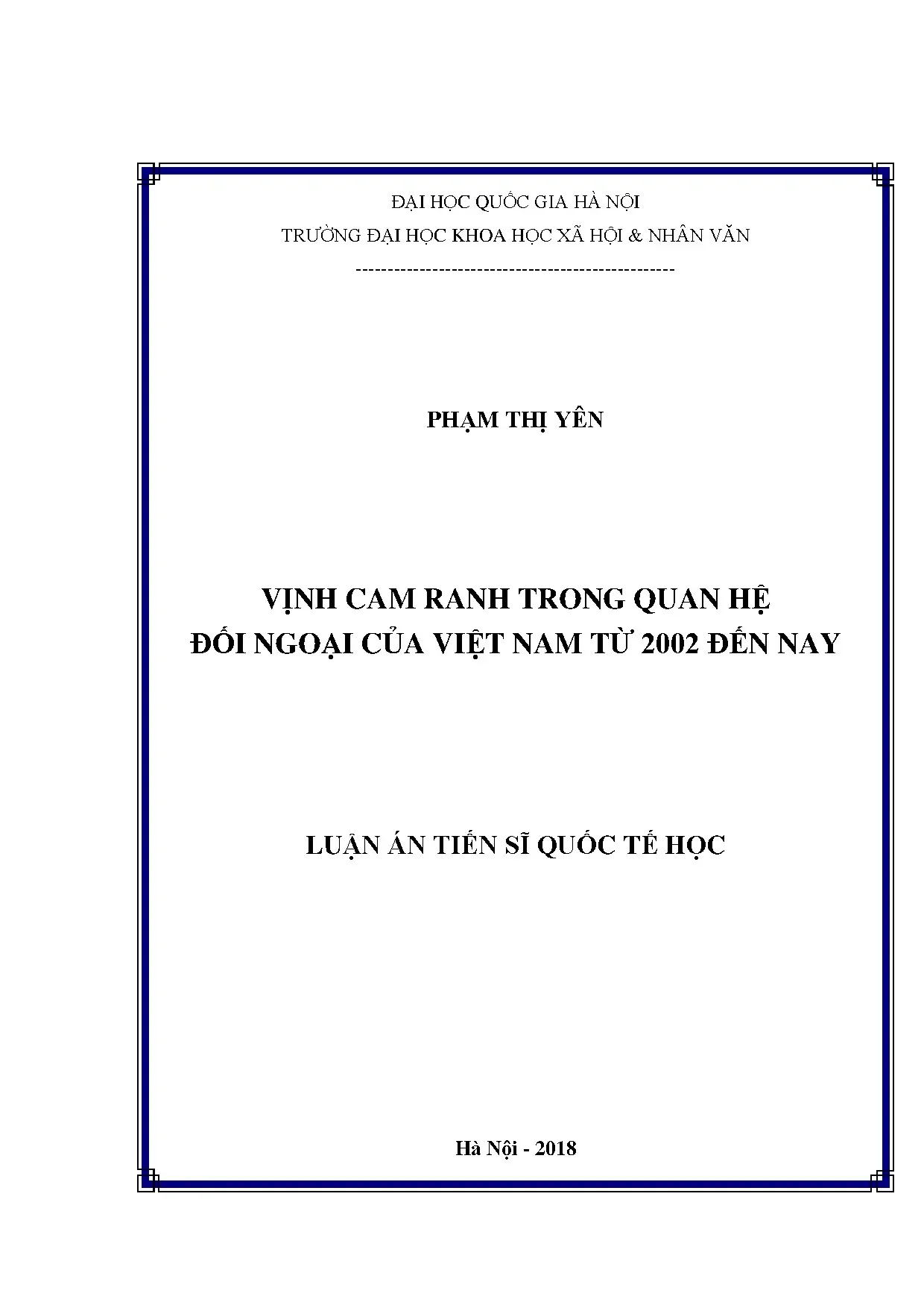Luận án tiến sĩ vịnh cam ranh trong quan hệ đối ngoại của vi