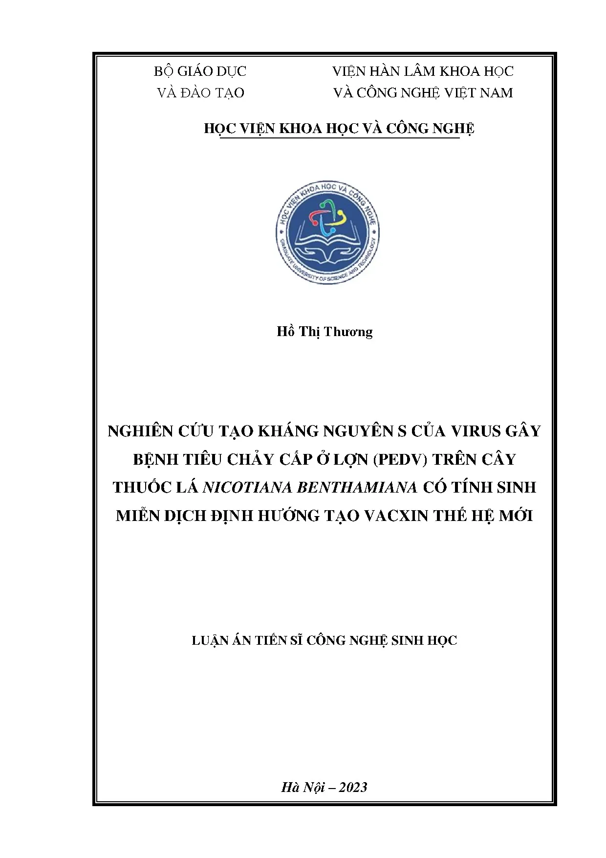 Luận án tiến sĩ công nghệ sinh học nghiên cứu tạo kháng nguy