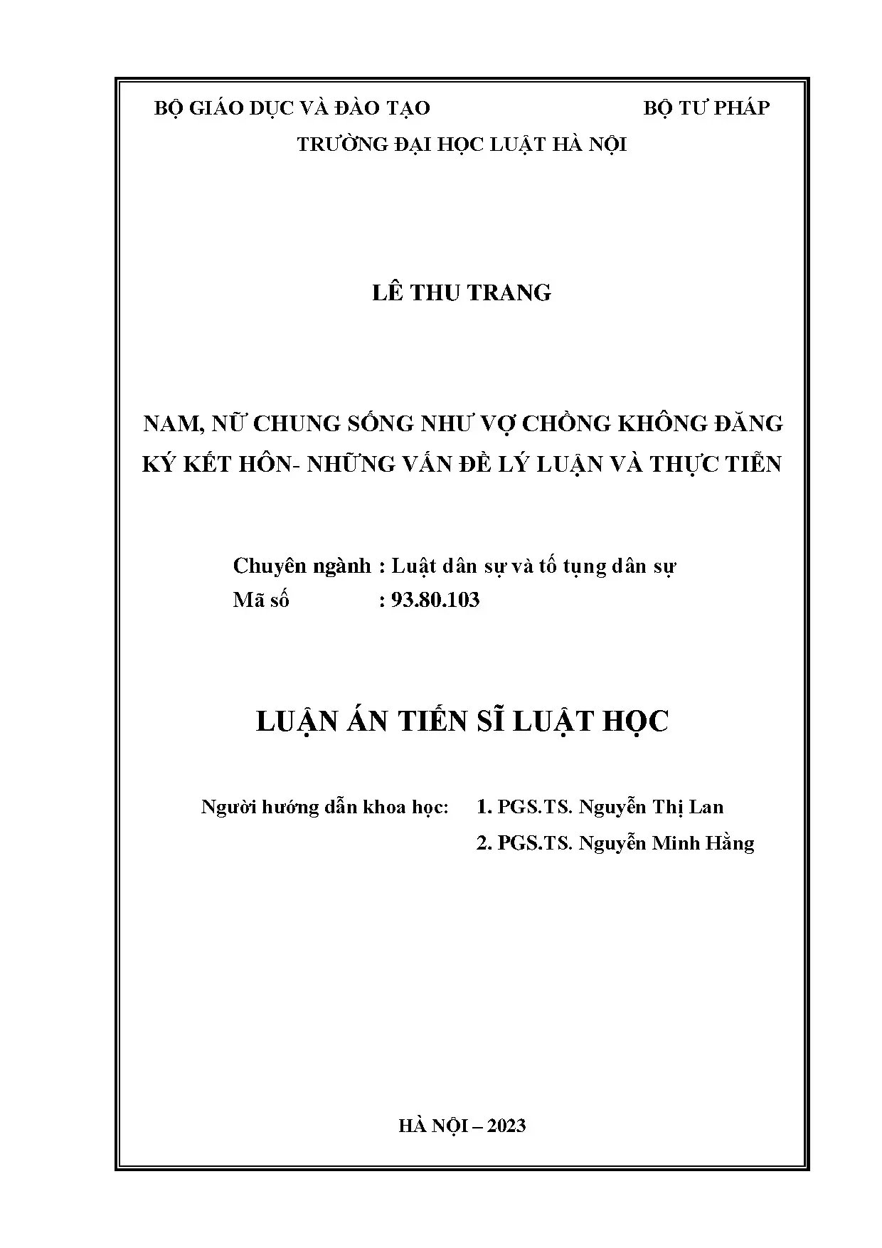 Chung sống không đăng ký kết hôn: Vấn đề lý luận và thực tiễn