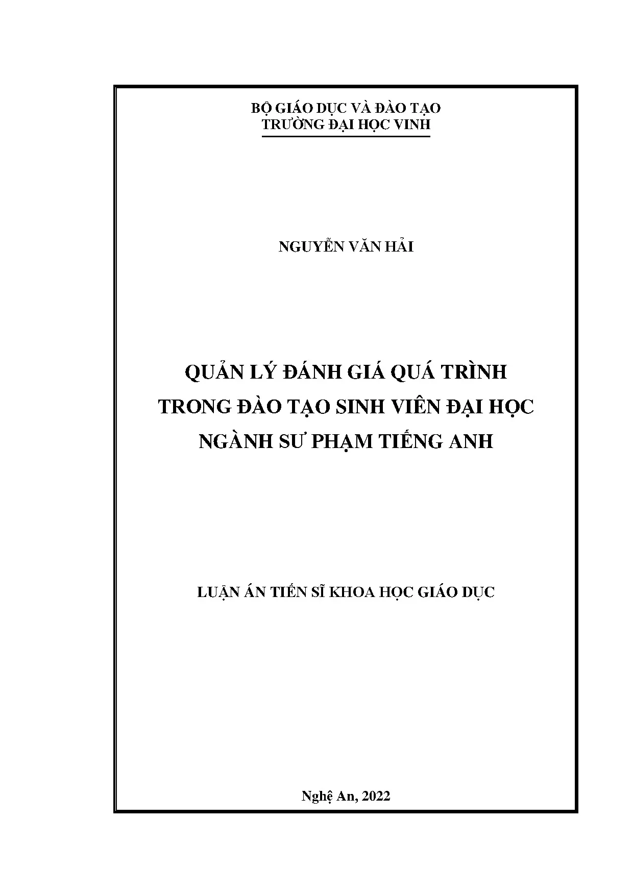 Luận án tiến sĩ quản lý đánh giá quá trình trong đào tạo sin