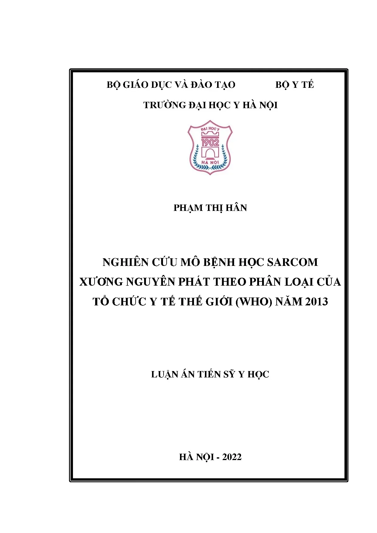 Luận án tiến sĩ nghiên cứu mô bệnh học sarcom xương nguyên p