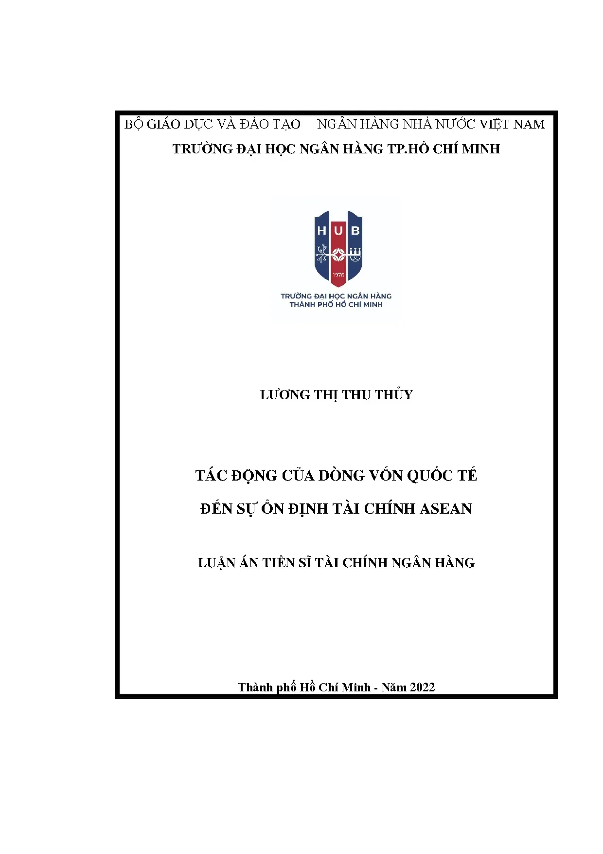 Luận án tiến sĩ tác động của dòng vốn quốc tế đến sự ổn định