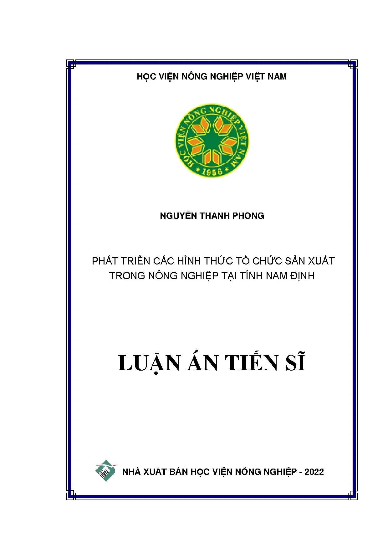 Luận án tiến sĩ phát triển các hình thức tổ chức sản xuất tr