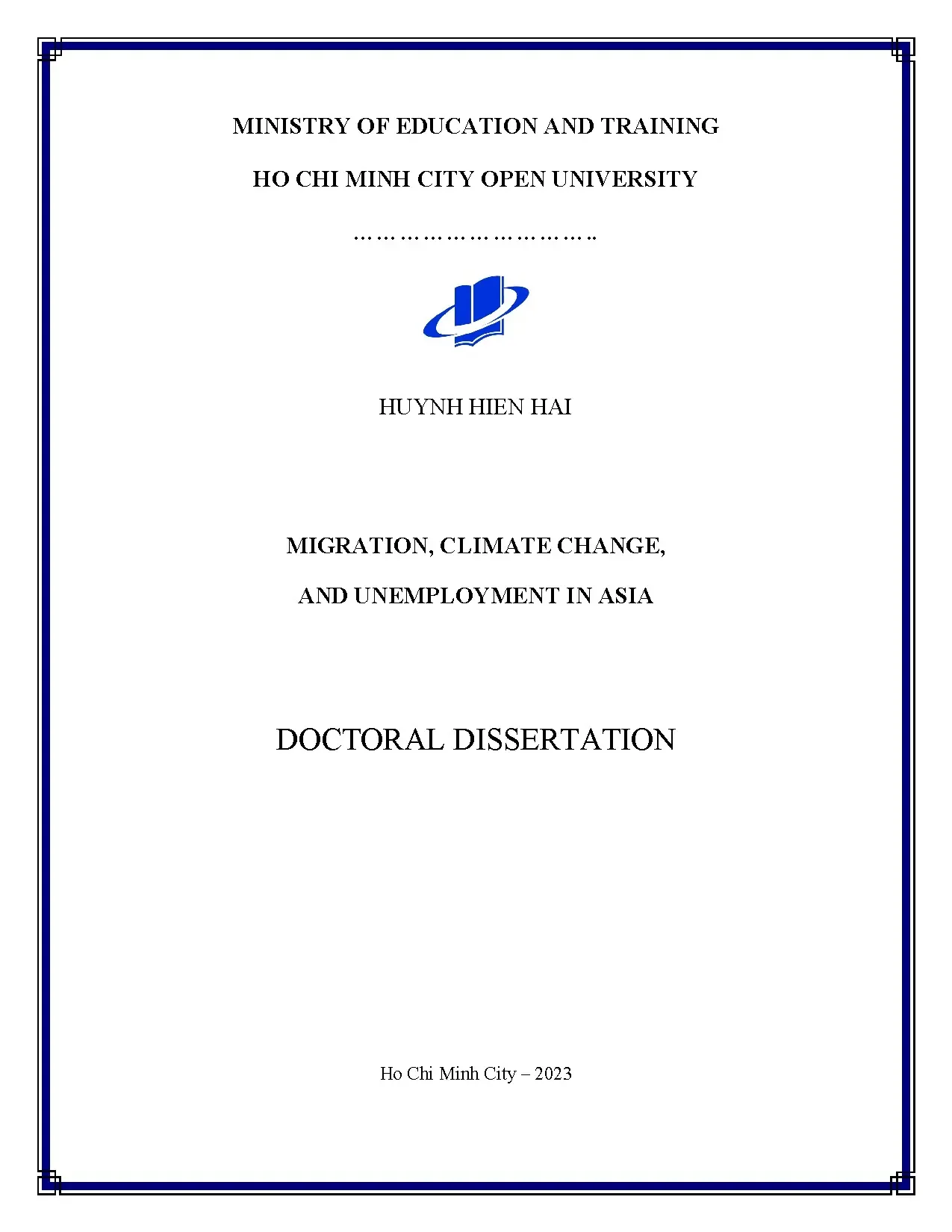 Di cư, BĐKH & Thất nghiệp ở Châu Á - Luận án TS