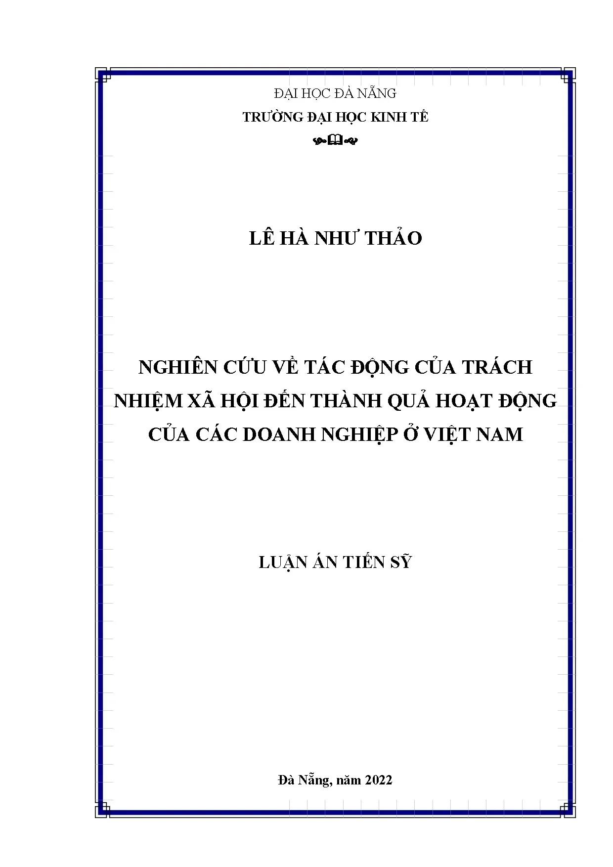 Luận án tiến sĩ nghiên cứu về tác động của trách nhiệm xã hộ