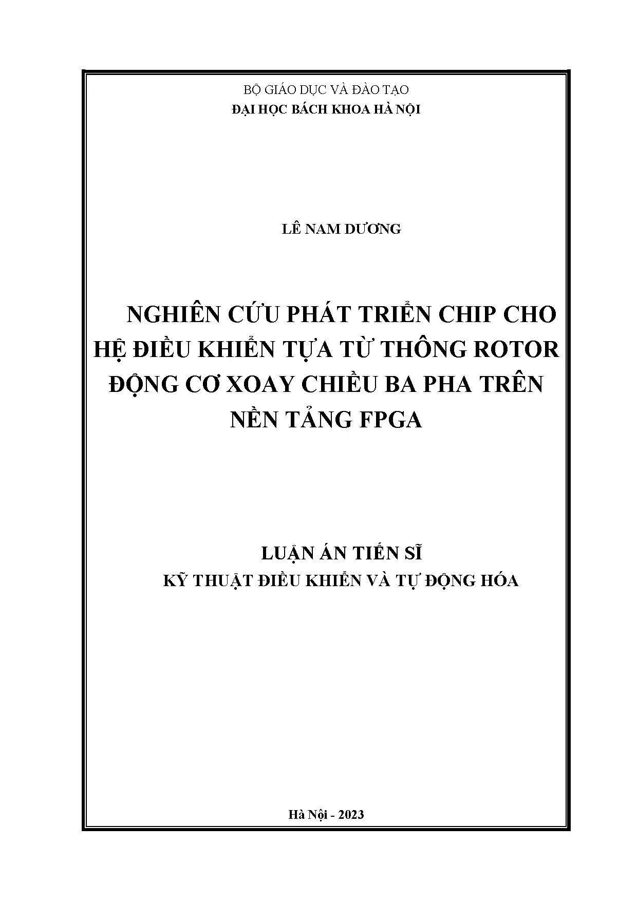Phát triển chip điều khiển tựa từ thông rotor động cơ xoay chiều ba pha trên FPGA