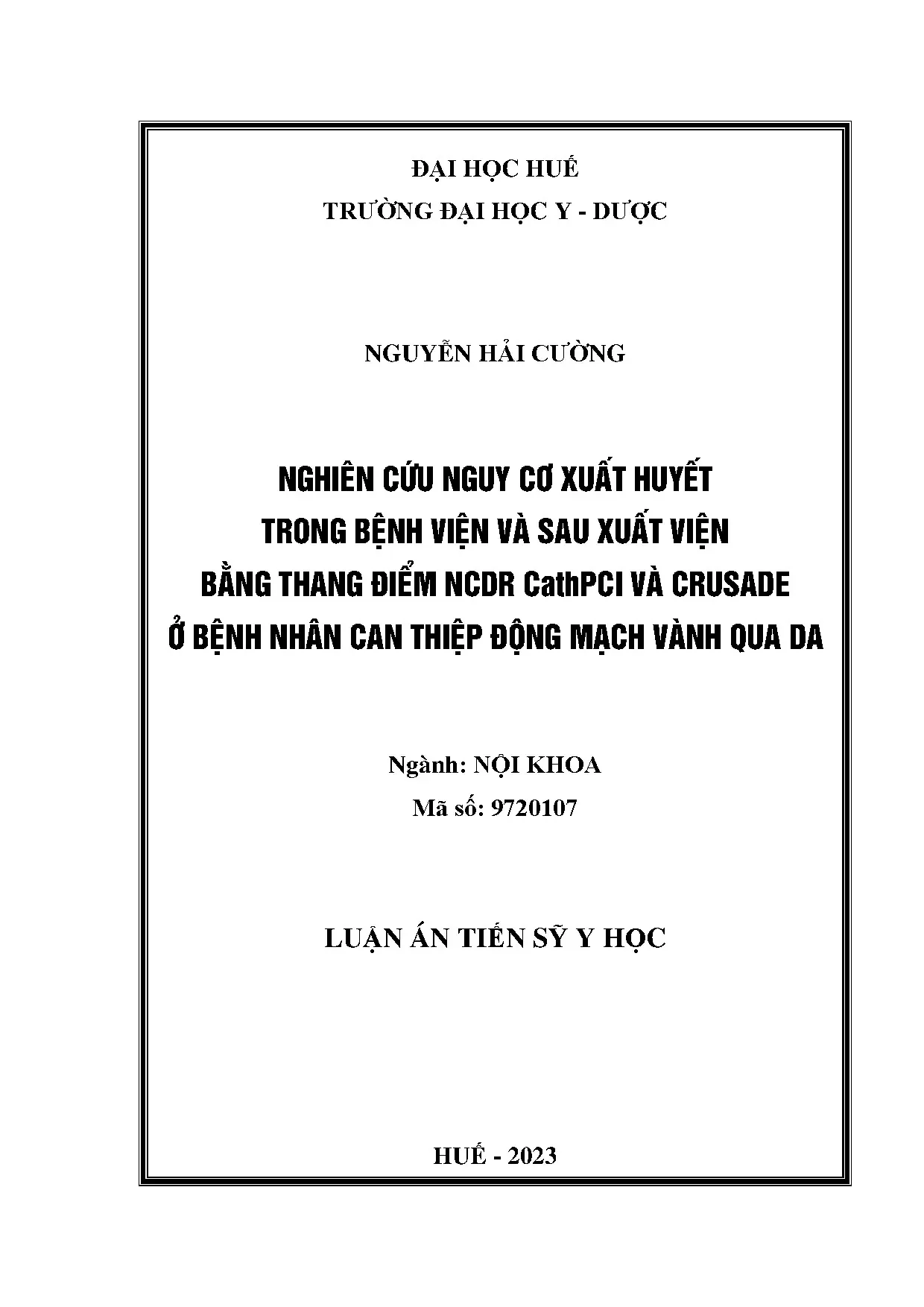 Nguy cơ xuất huyết sau can thiệp động mạch vành qua da