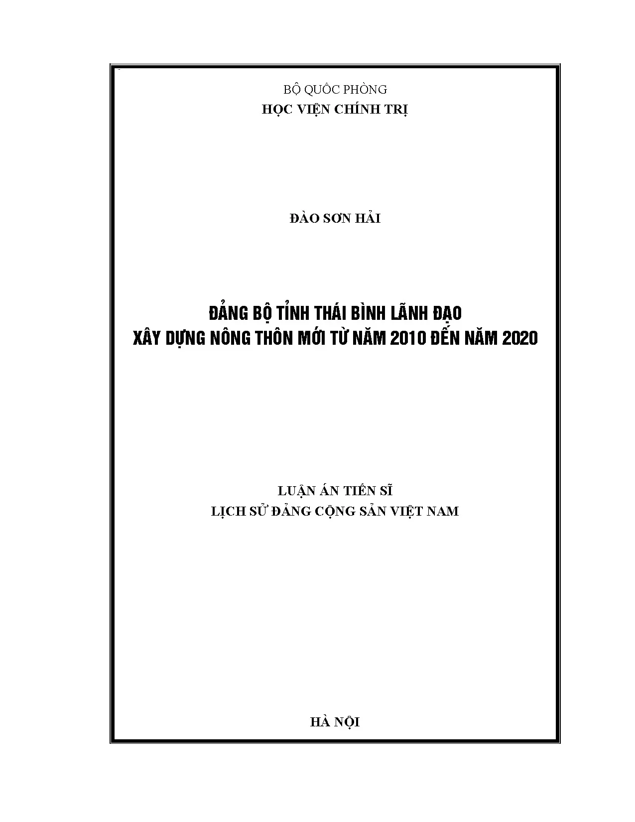 Đảng bộ tỉnh Thái Bình lãnh đạo xây dựng nông thôn mới