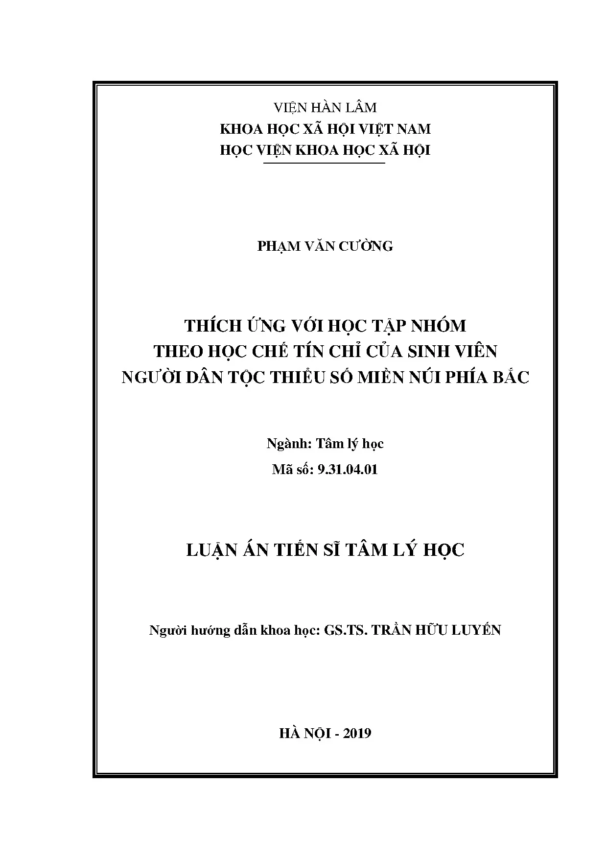 Tâm lý học thích ứng học tập nhóm sinh viên DTTS miền núi phía Bắc