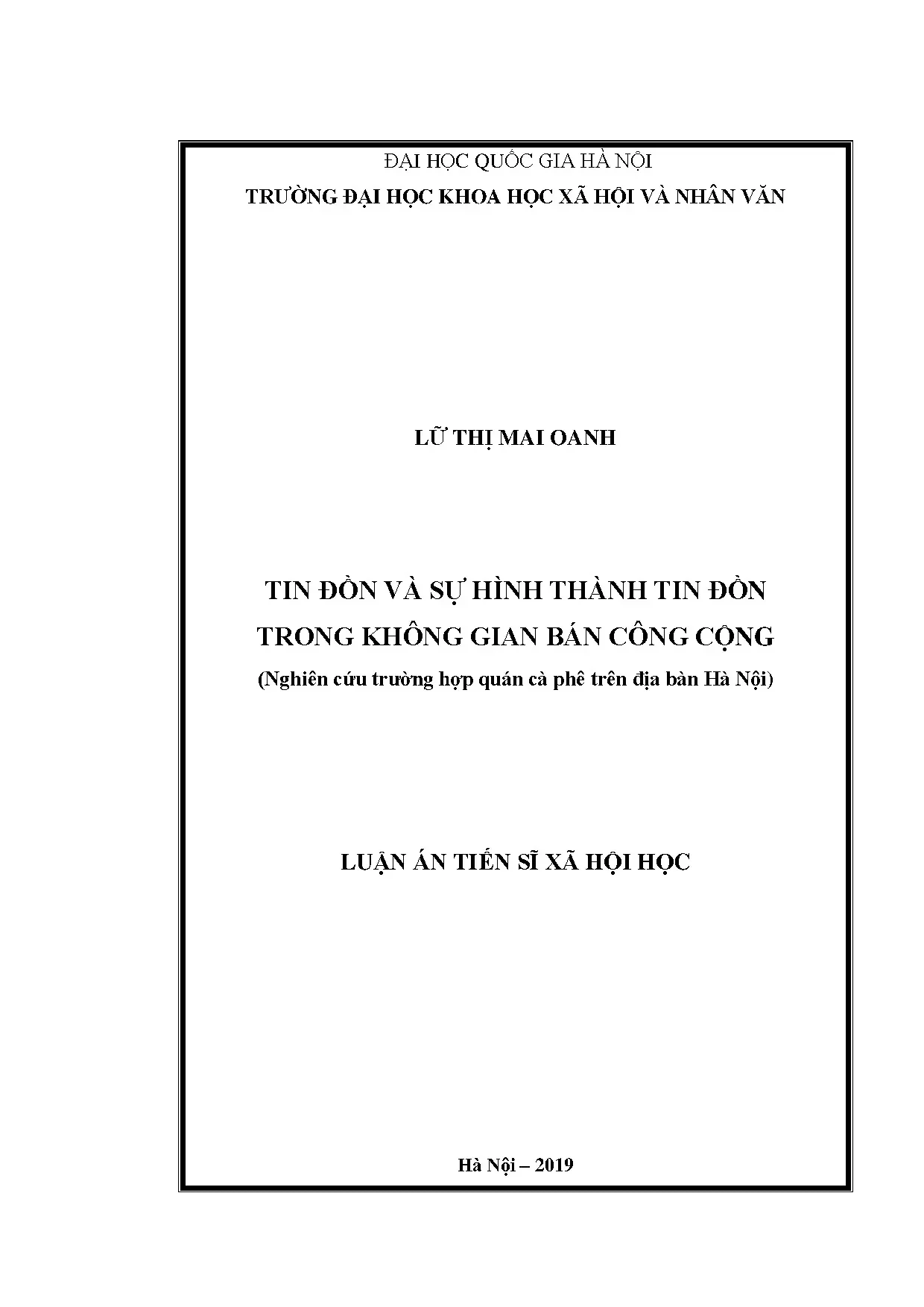Luận án tiến sĩ tin đồn và sự hình thành tin đồn trong không