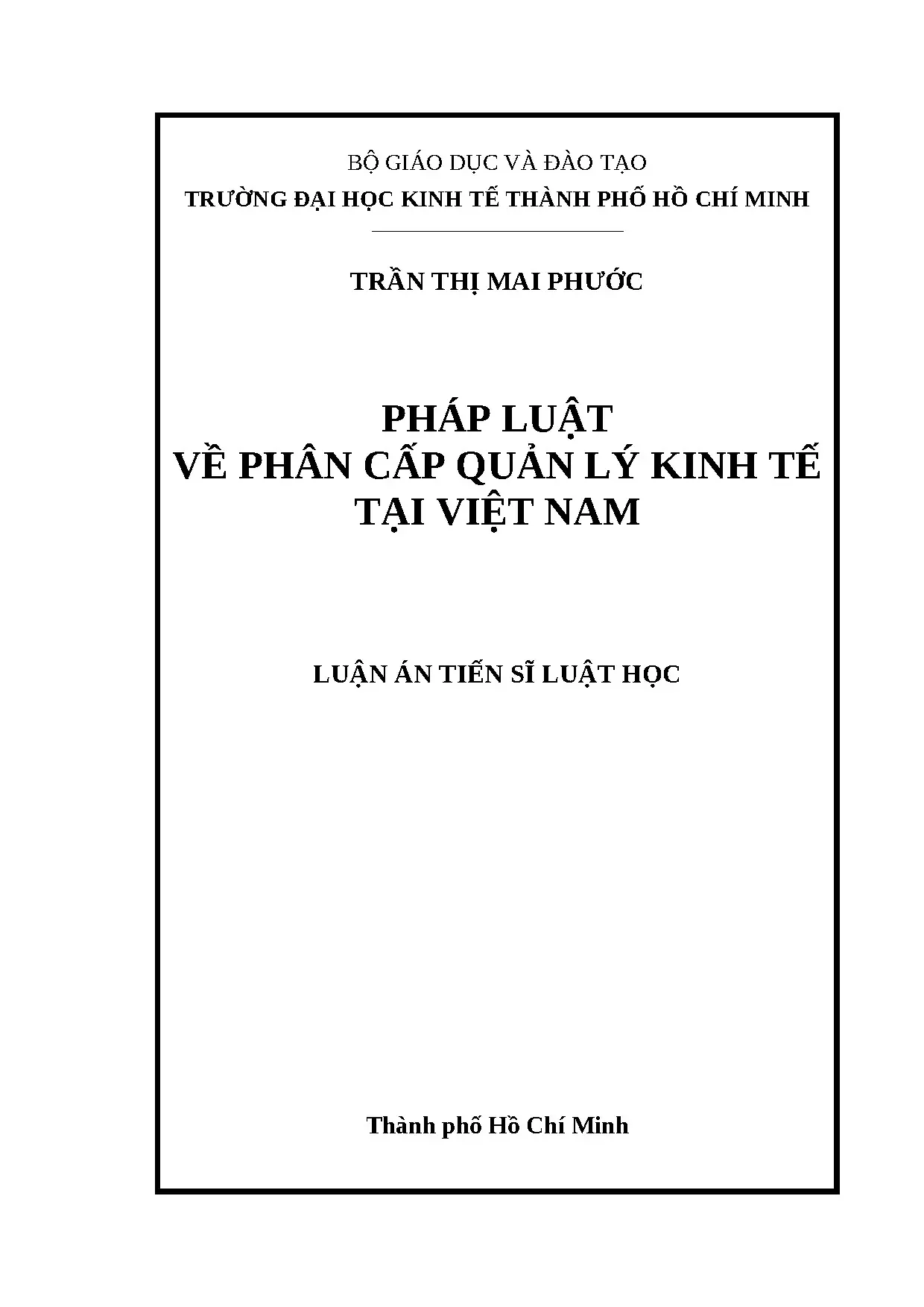 Pháp luật về phân cấp quản lý kinh tế tại Việt Nam