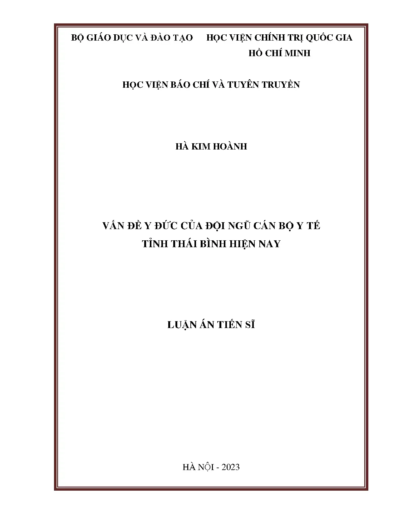 Y đức cán bộ y tế Thái Bình: Thực trạng & giải pháp