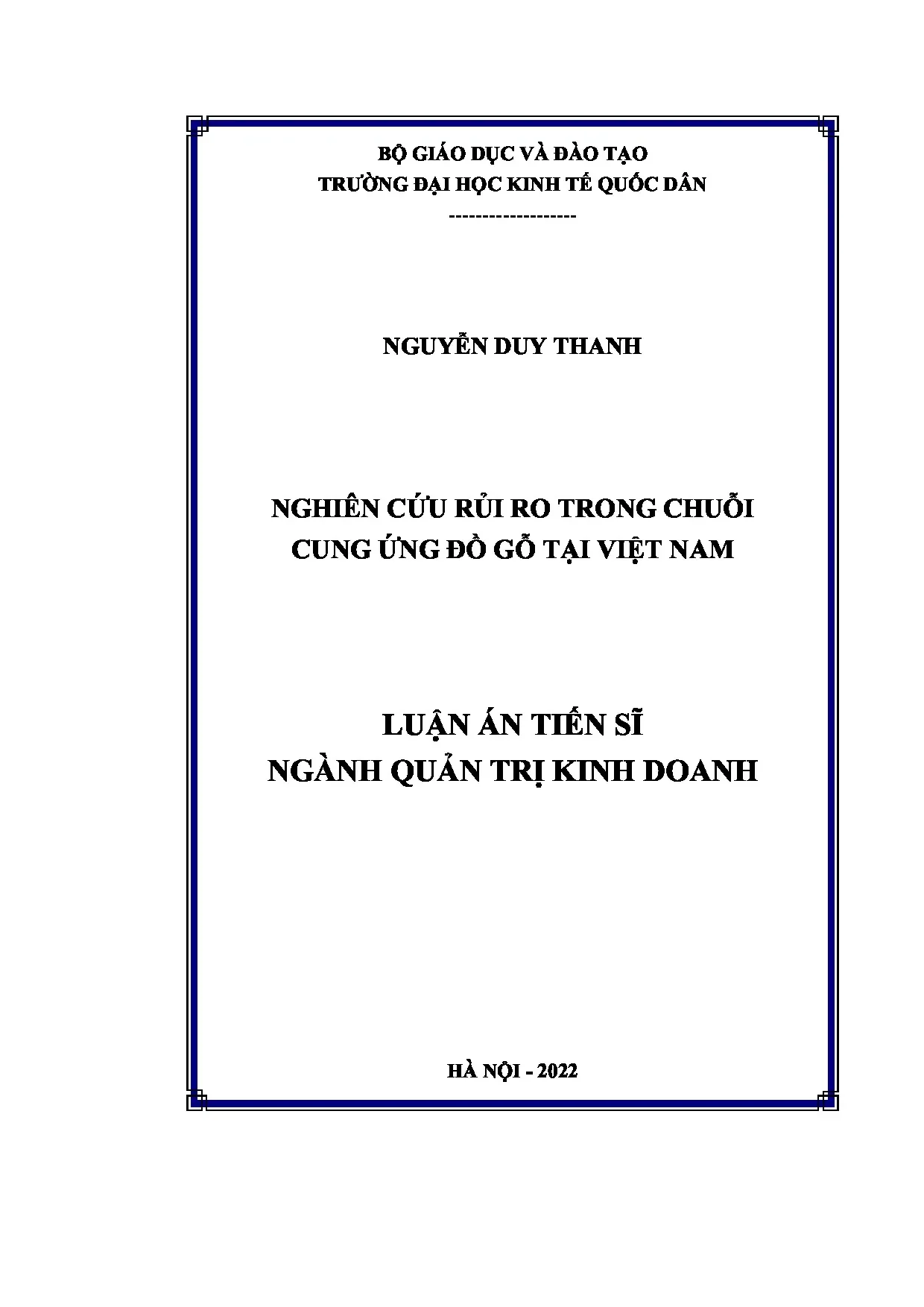 Luận án tiến sĩ nghiên cứu rủi ro trong chuỗi cung ứng đồ gỗ