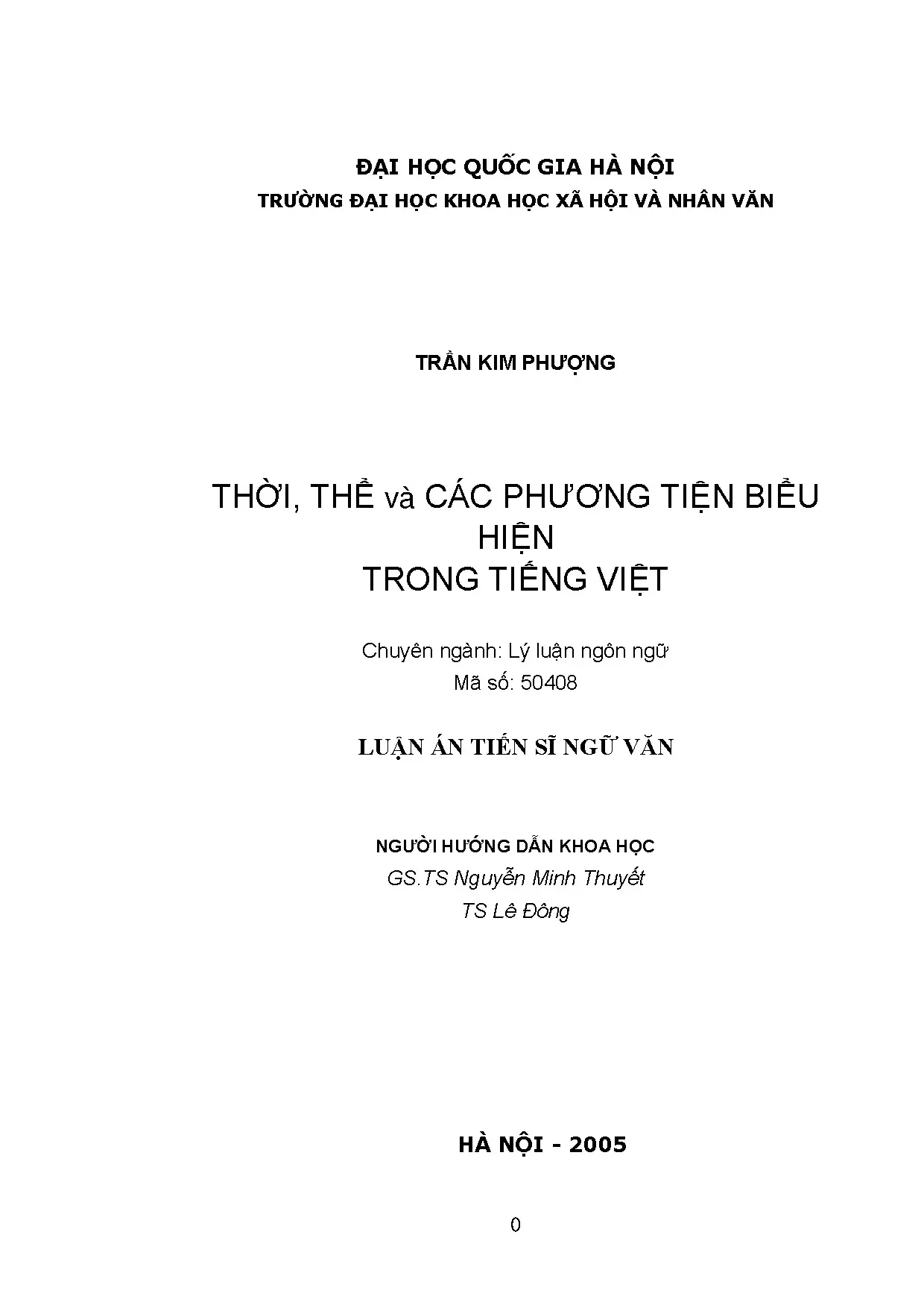 Luận án tiến sĩ thời thể và các phương tiện biểu hiện trong