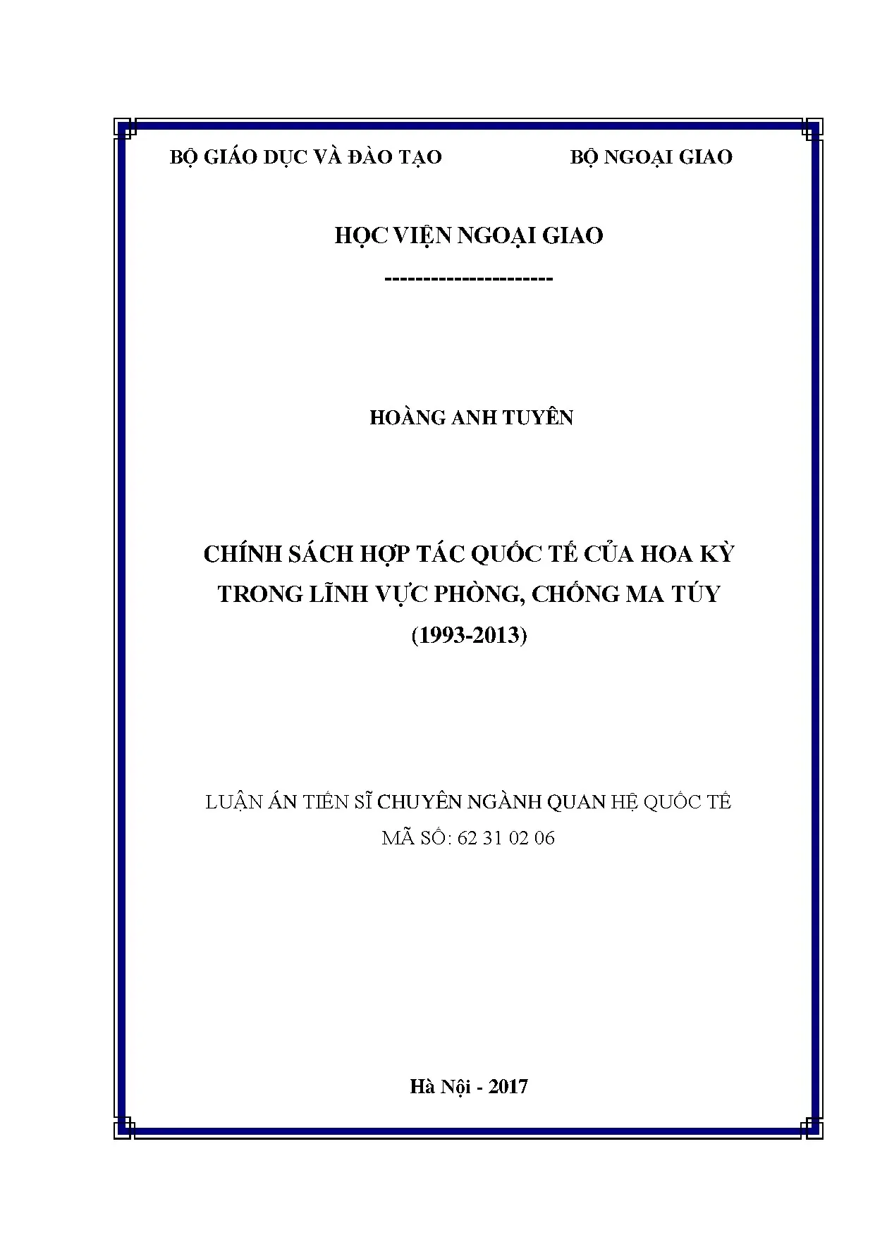 Chính sách hợp tác quốc tế của Hoa Kỳ về phòng chống ma túy