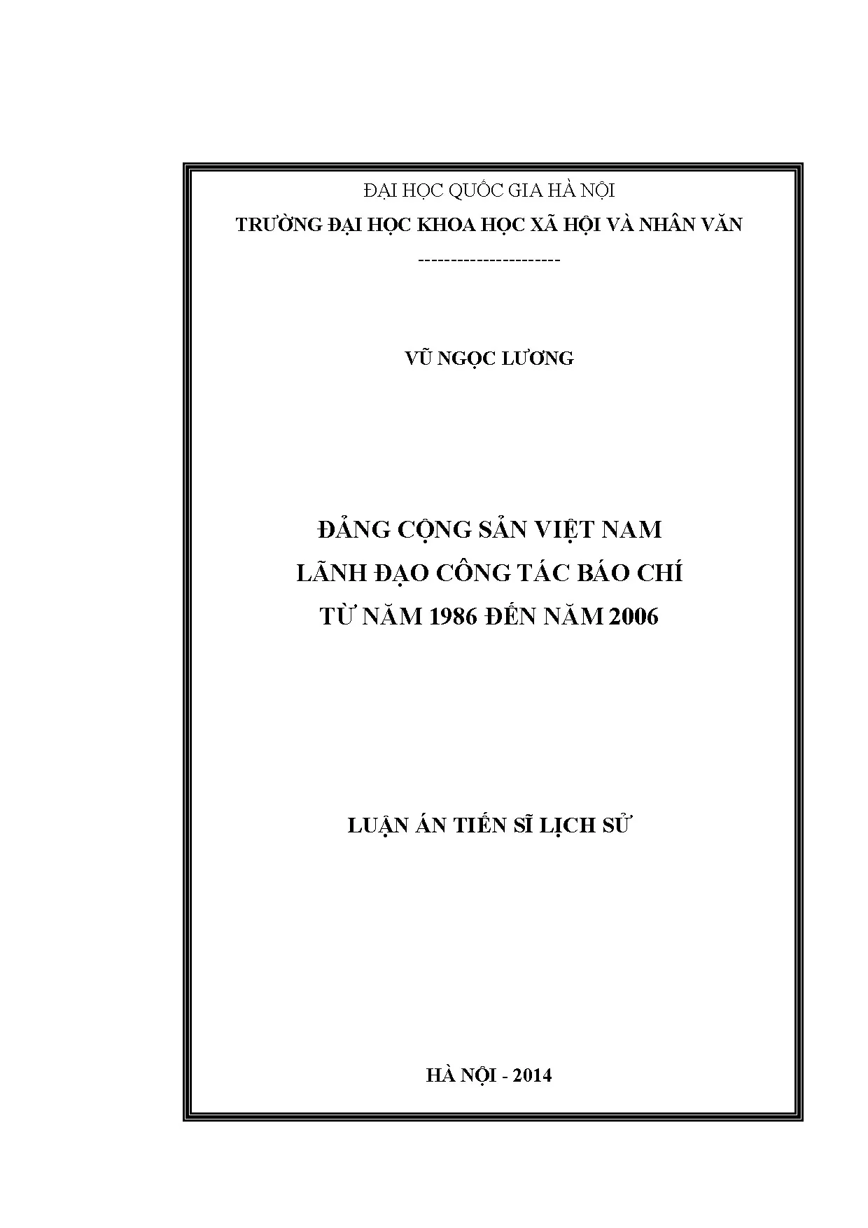 Luận án tiến sĩ đảng cộng sản việt nam lãnh đạo công tác báo