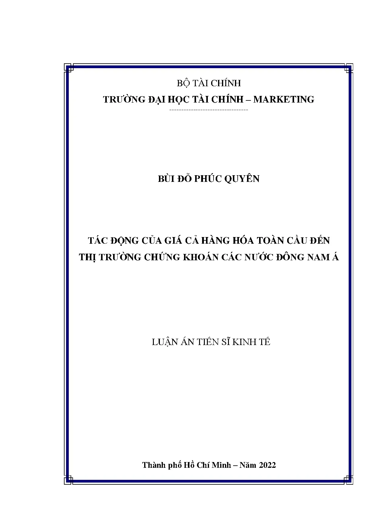 Luận án tiến sĩ tác động của giá cả hàng hóa toàn cầu đến th