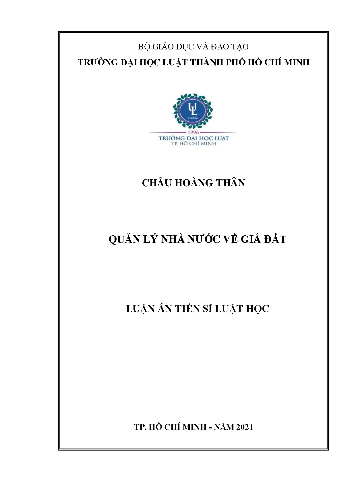Quản lý nhà nước về giá đất ở Việt Nam - Luận án tiến sĩ luật học
