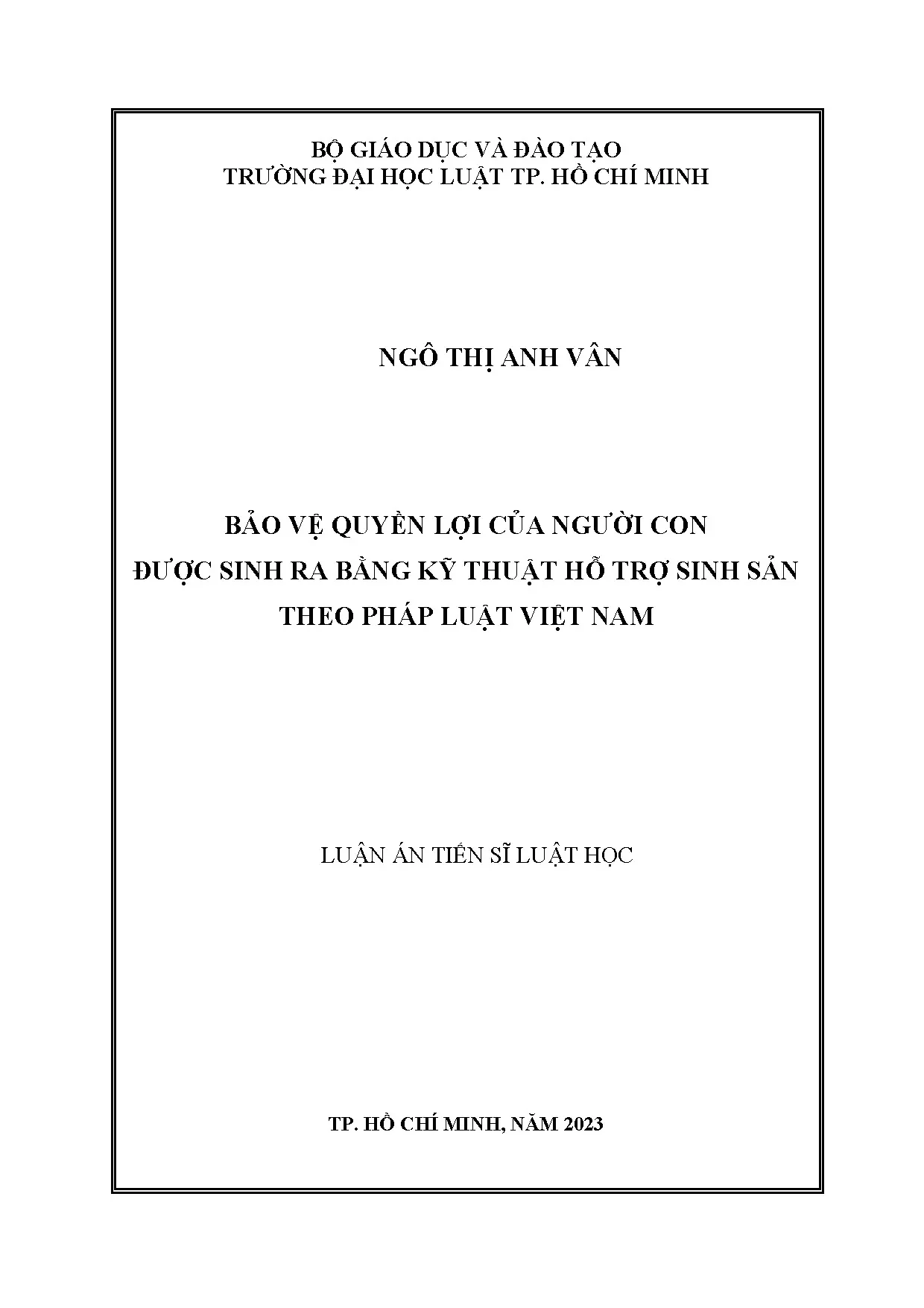 Bảo vệ quyền lợi con sinh bằng công nghệ hỗ trợ theo pháp luật Việt Nam