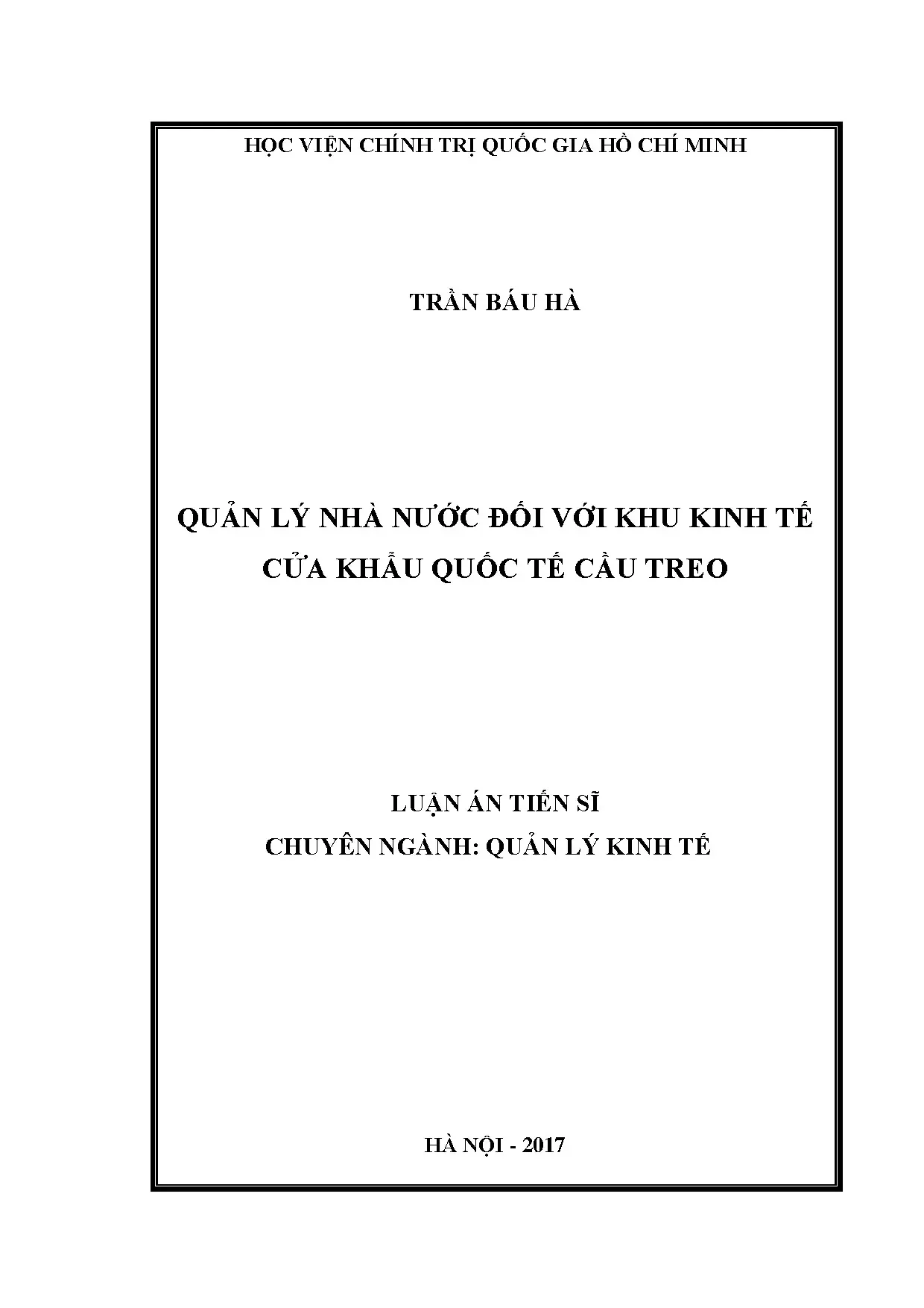 Quản lý nhà nước đối với Khu kinh tế cửa khẩu Cầu Treo