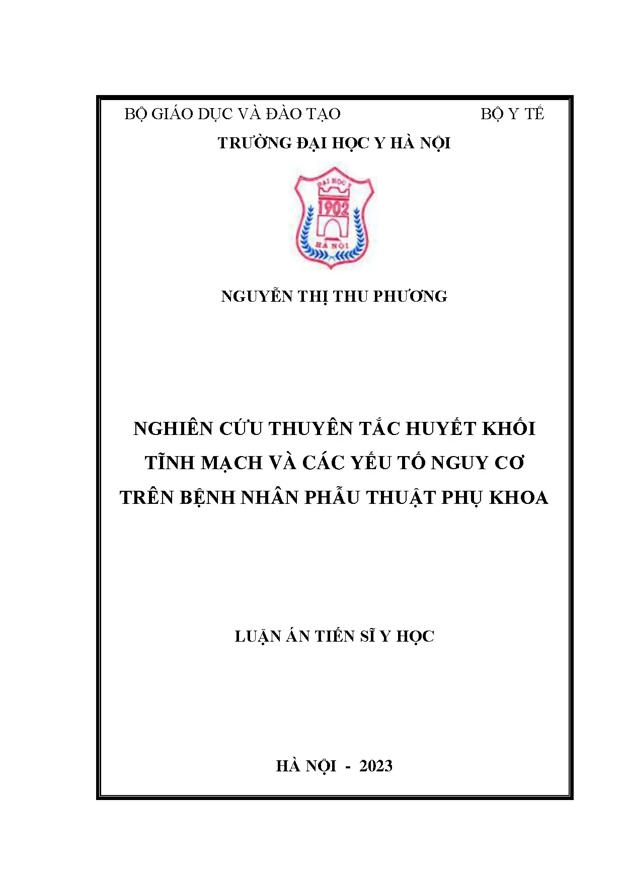 Thuyên tắc huyết khối tĩnh mạch sau phẫu thuật phụ khoa (55 ký tự) ✓