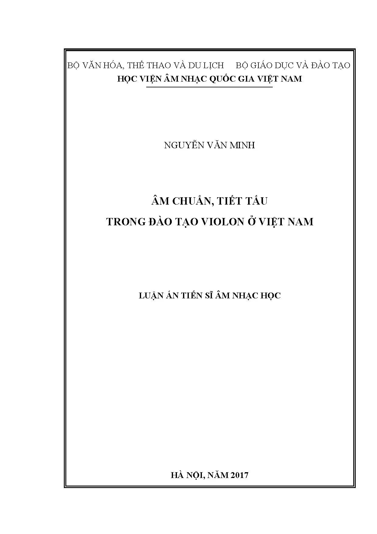 Luận án Âm chuẩn, tiết tấu trong đào tạo violon ở Việt Nam (53 ký tự)