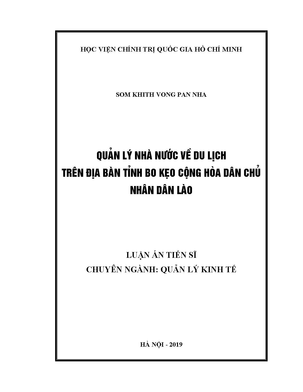 Quản lý nhà nước về du lịch tỉnh Bo Kẹo, Lào