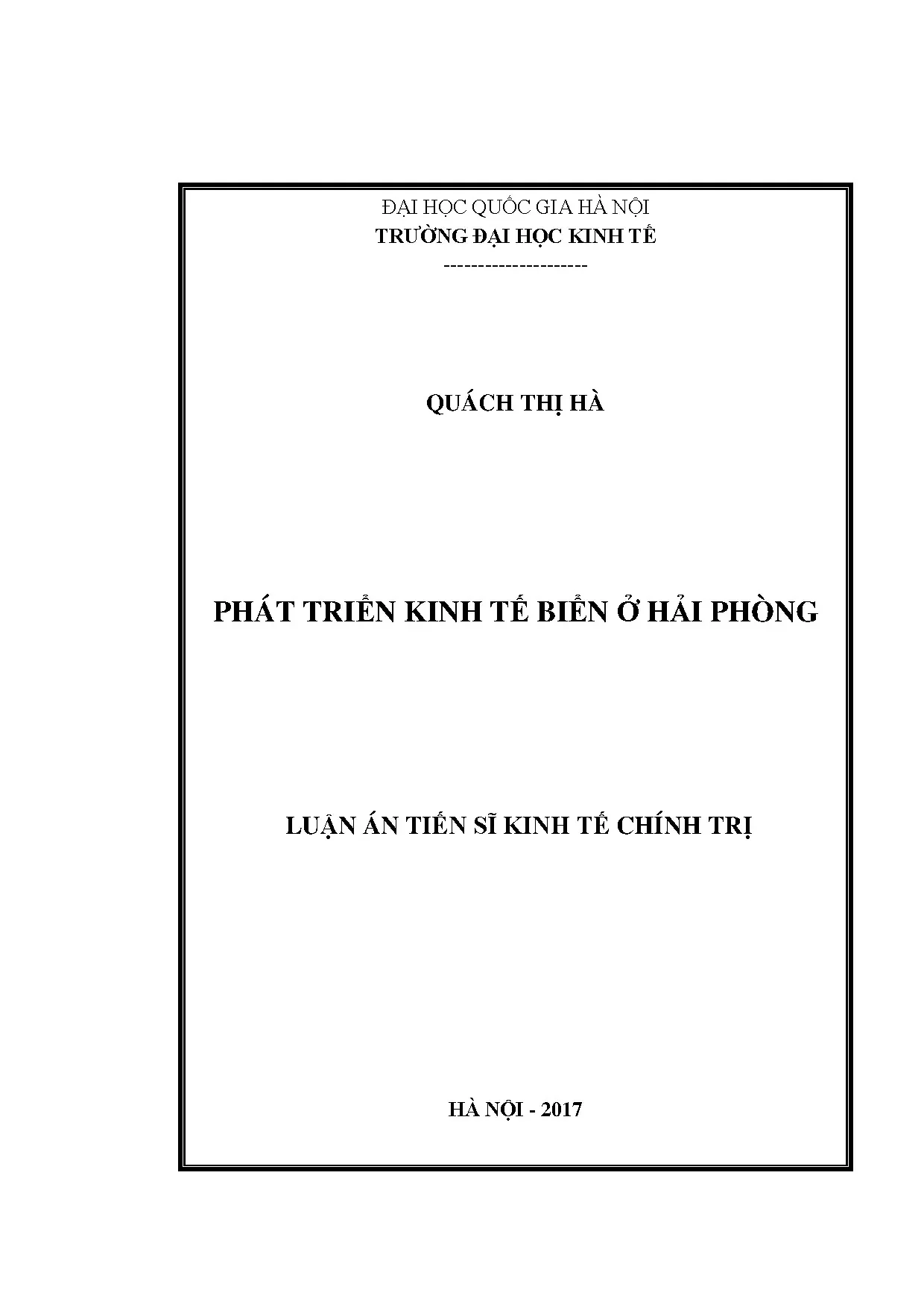 Luận án tiến sĩ phát triển kinh tế biển ở hải phòng