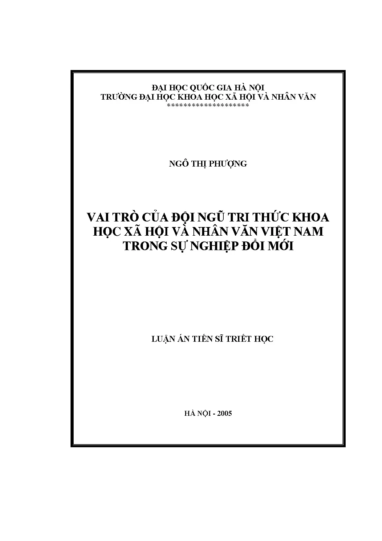 Luận án tiến sĩ vai trò của đội ngũ trí thức khoa học xã hội