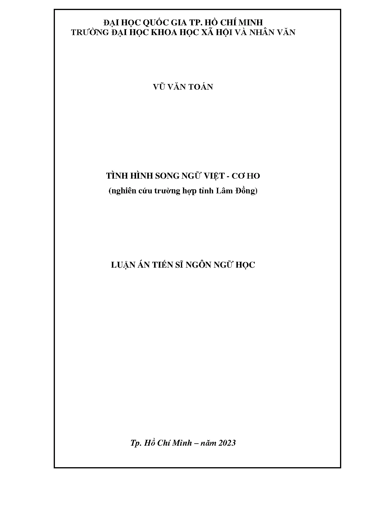 Tình hình song ngữ Việt - Cơ Ho ở Lâm Đồng
