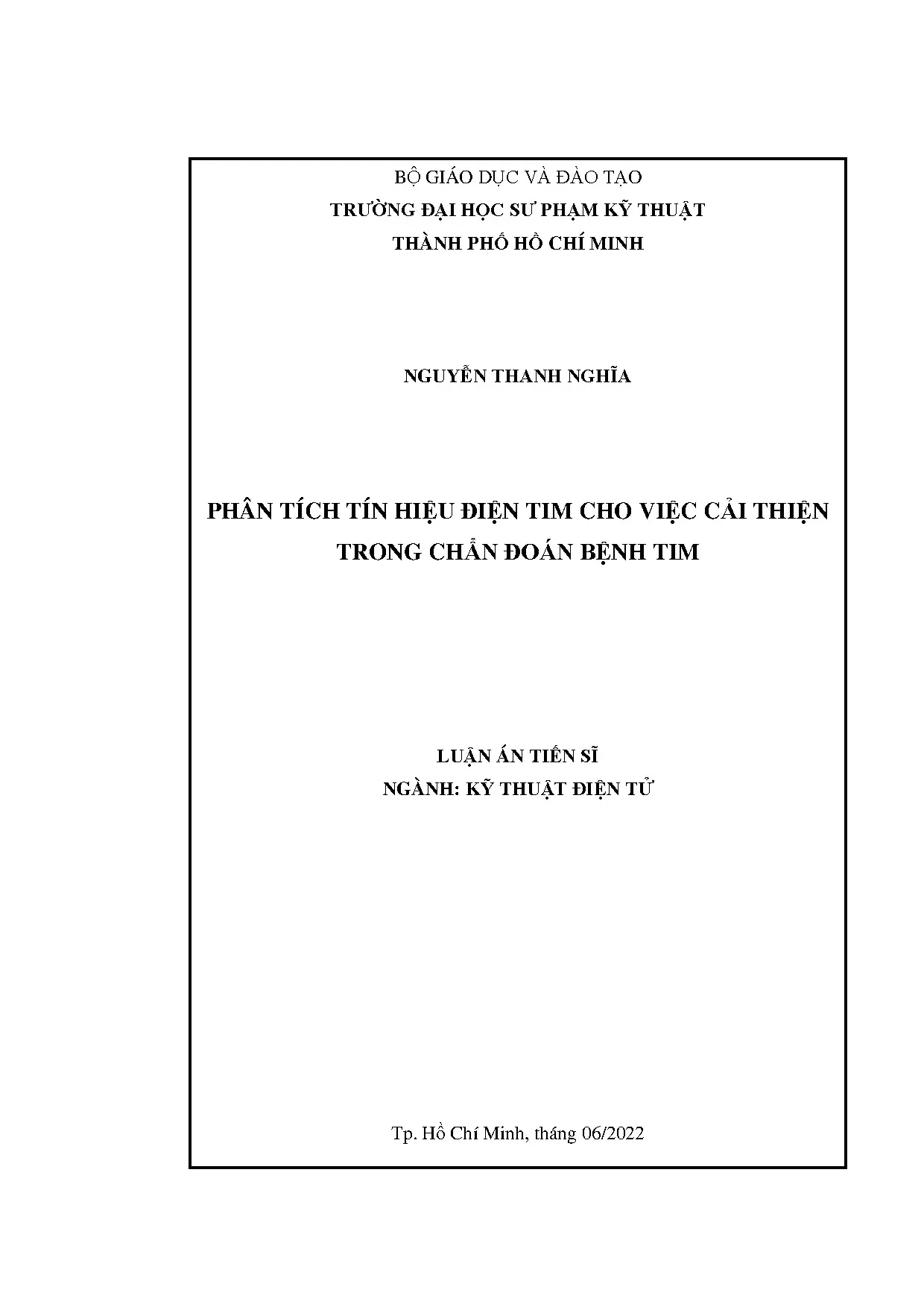 Luận án tiến sĩ phân tích tín hiệu điện tim cho việc cải thi