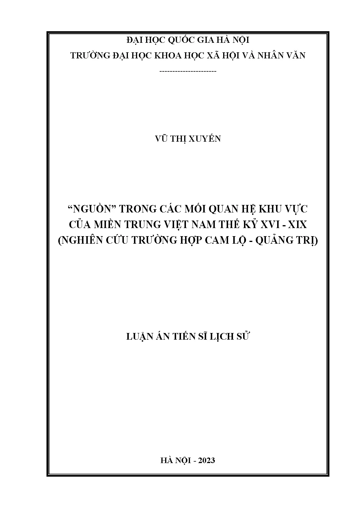 Nguồn trong quan hệ khu vực miền Trung thế kỷ XVI-XIX: Cam Lộ
