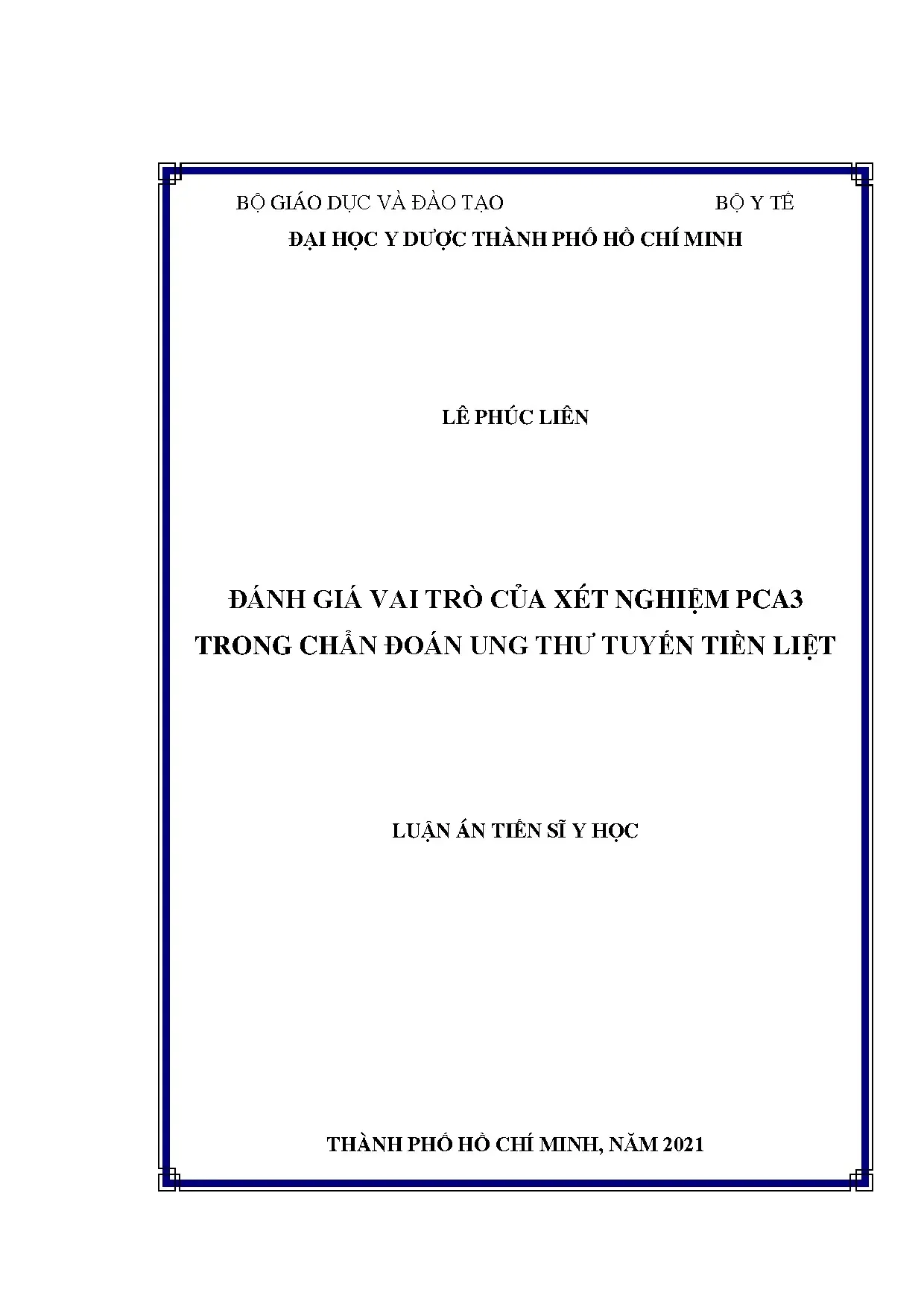 Luận án tiến sĩ đánh giá vai trò của xét nghiệm pca3 trong c