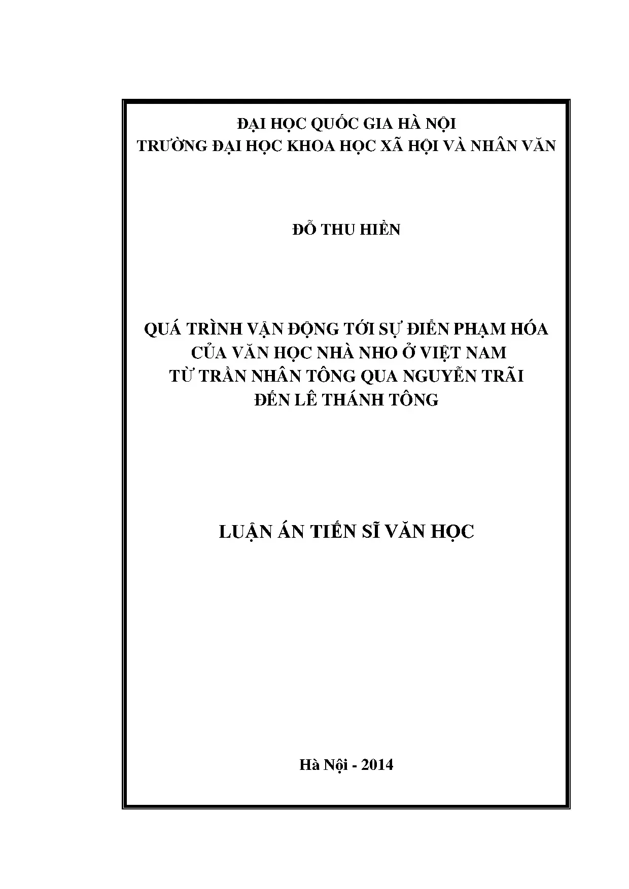 Luận án tiến sĩ quá trình vận động tới sự điển phạm hóa của