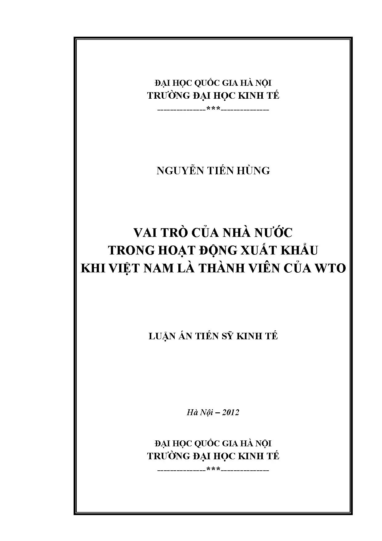 Luận án tiến sĩ vai trò của nhà nước trong hoạt động xuất kh