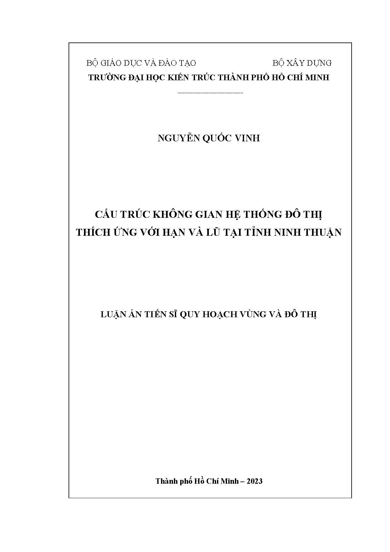 Cấu trúc không gian đô thị thích ứng hạn lũ Ninh Thuận