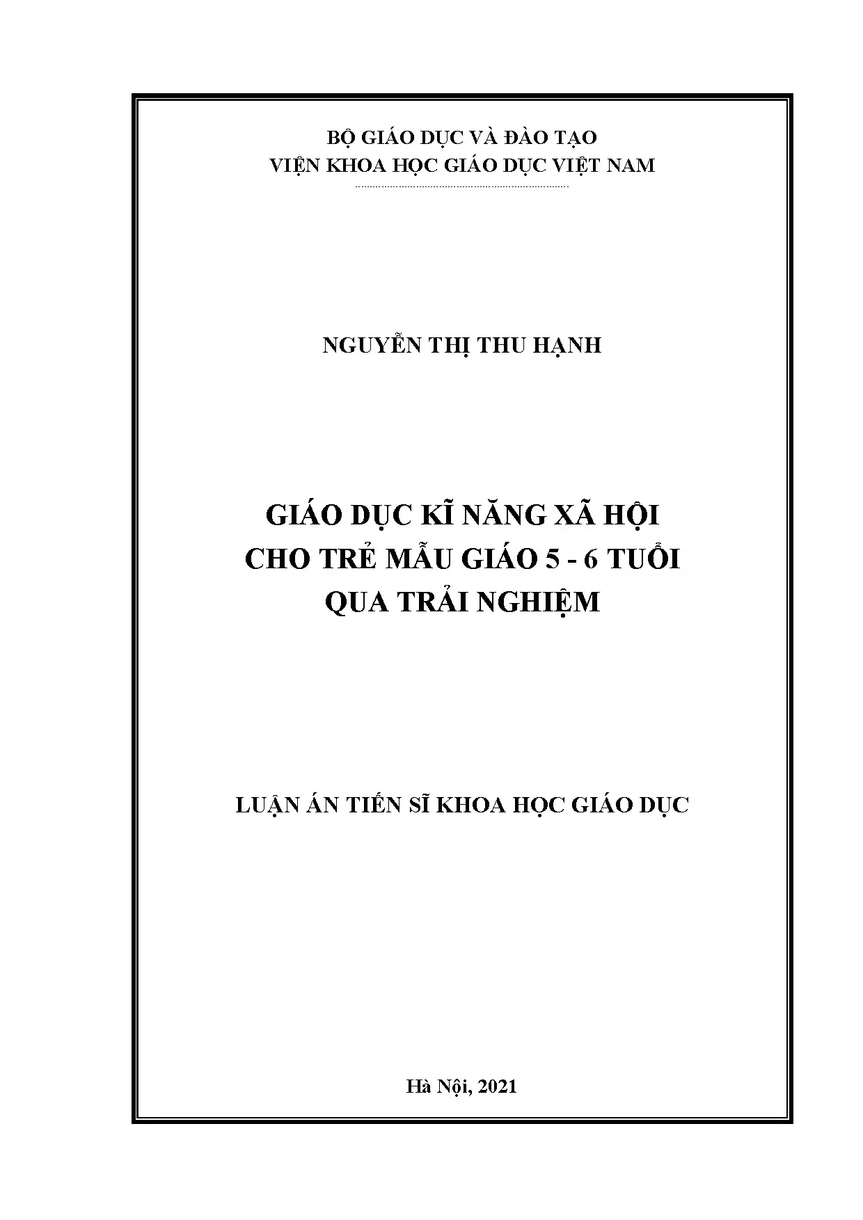 Giáo dục kĩ năng xã hội cho trẻ mẫu giáo 5 6 tuô
