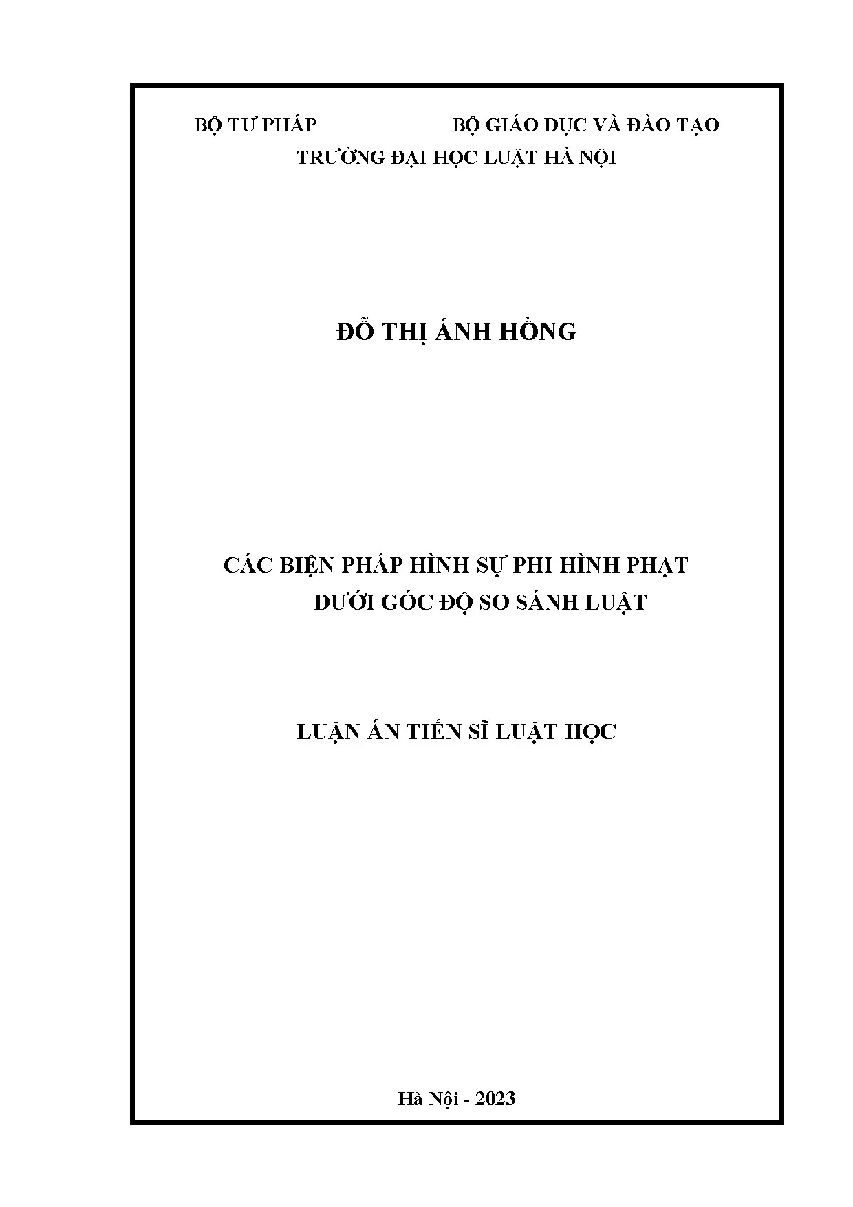Biện pháp hình sự phi hình phạt: Góc nhìn so sánh luật