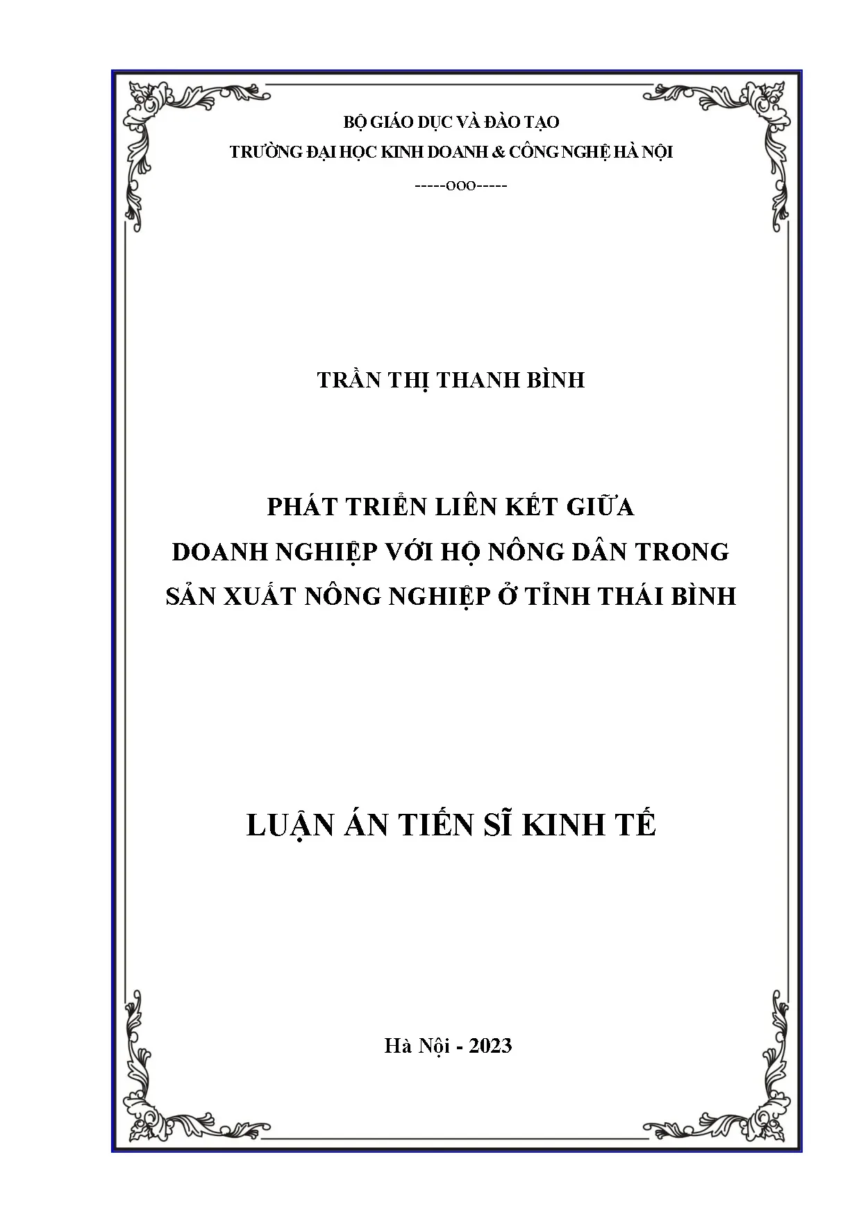 Liên kết doanh nghiệp - hộ nông dân Thái Bình trong nông nghiệp