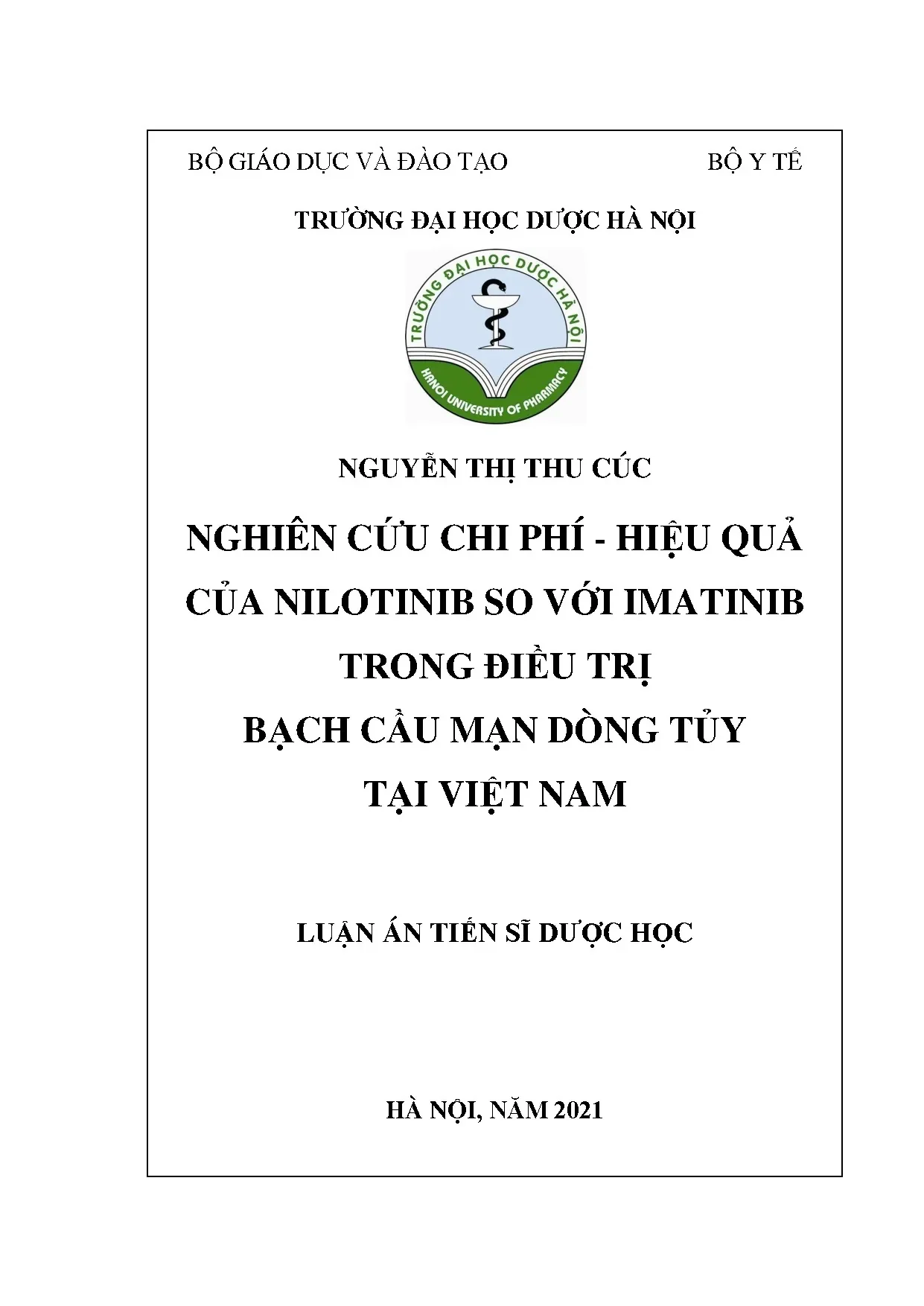 Nghiên cứu chi phí hiệu quả nilotinib vs imatinib điều trị bạch cầu mạn tại Việt Nam
